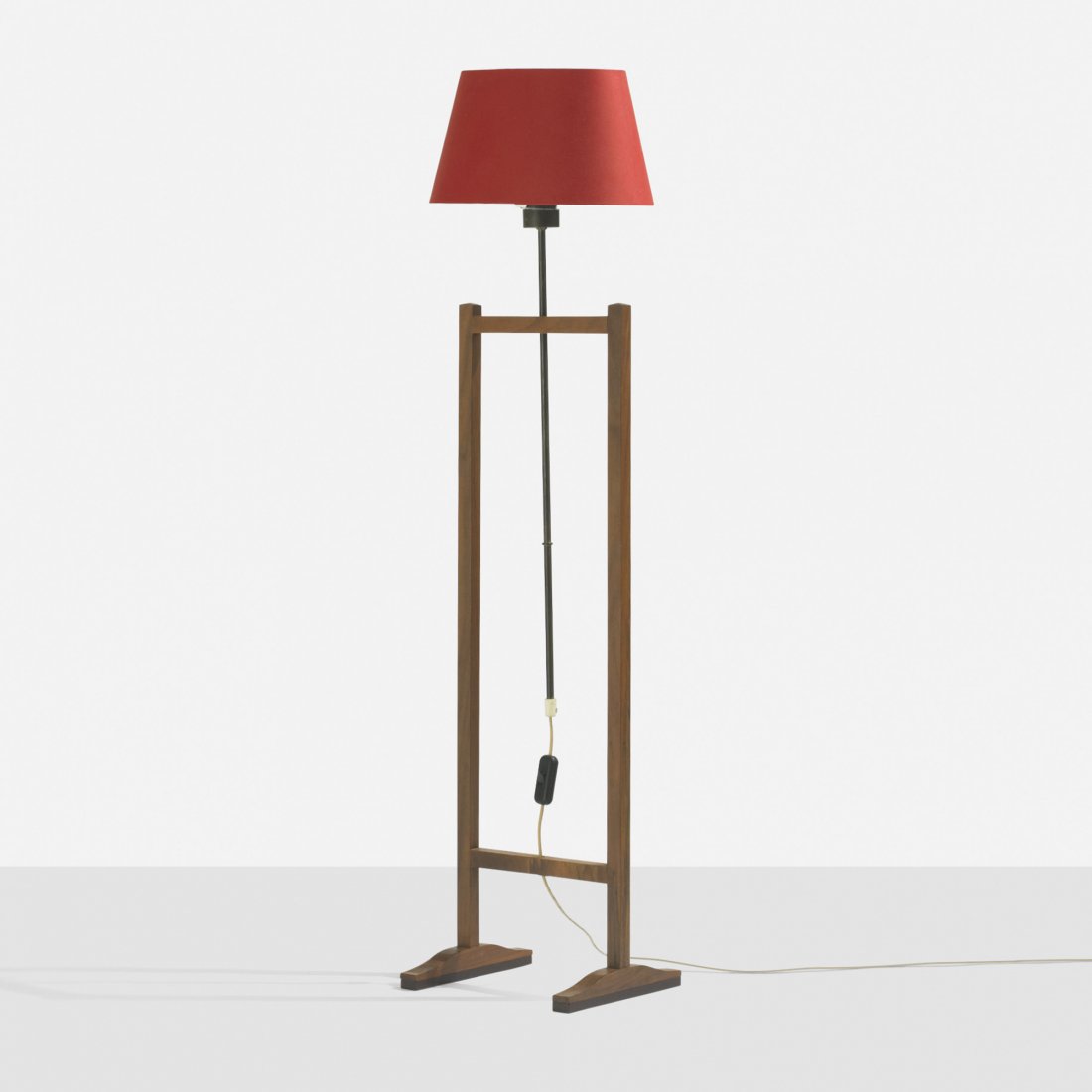 Josef Frank adjustable floor lamp, model 2548: Josef Frank adjustable floor lamp, model 2548 Svenskt Tenn Austria, c. 1926/1952 walnut, brass, brass-plated steel, silk 9.75 w x 9.25 d x 53.75 h inches Signed with impressed manufacturer's mark to s