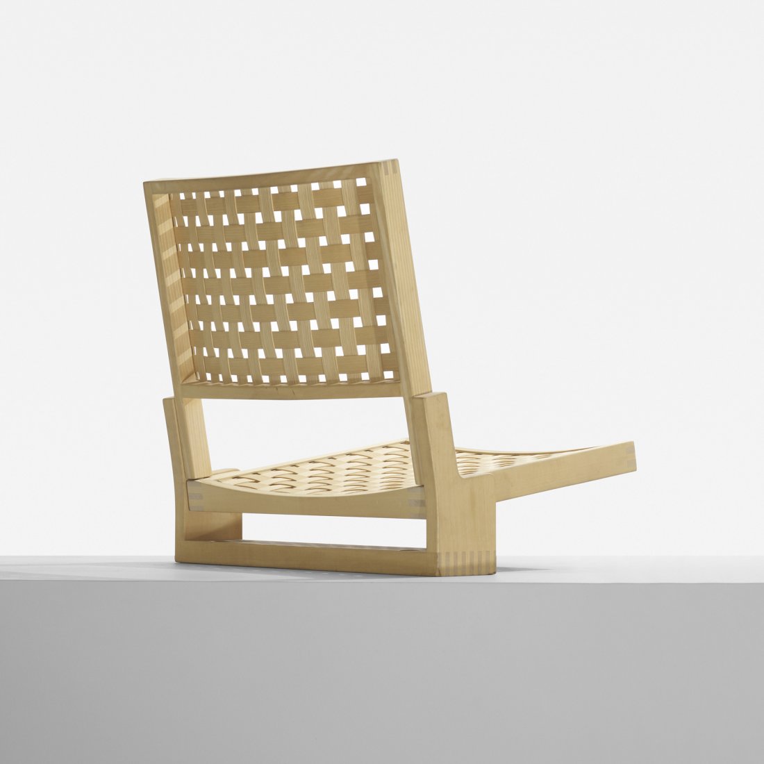 Poul Kjaerholm Louisiana chair: Poul Kjaerholm Louisiana chair PP Mobler Denmark, 1976/c. 1985 maple, ash plywood 23.5 w x 23 d x 23.5 h inches Signed with decal manufacturer's label to underside: [PP Mobler: Denmark Design: Prof. A