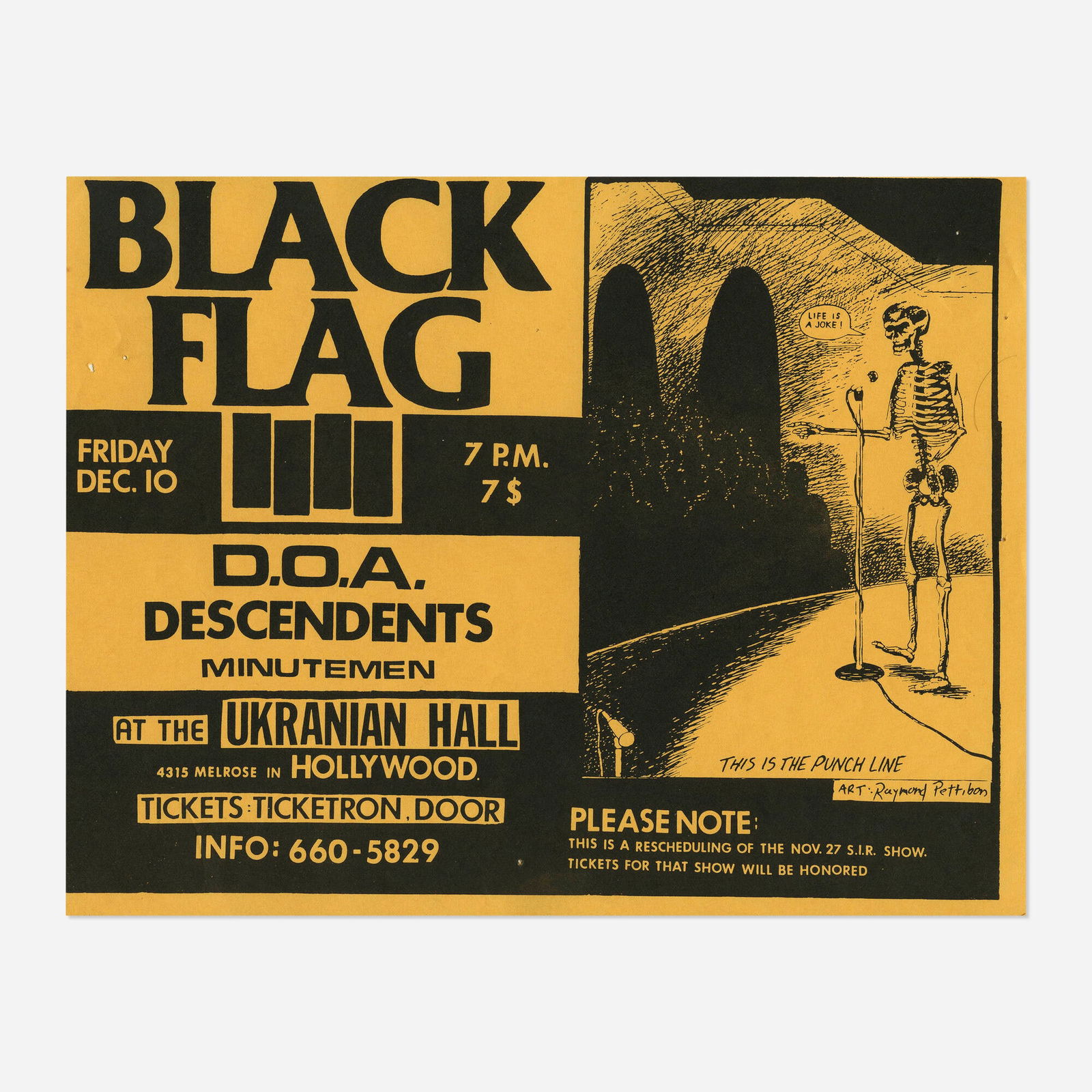Raymond Pettibon, Black Flag, D.O.A., Descendents, Minutemen (two flyers) (1 of 2)