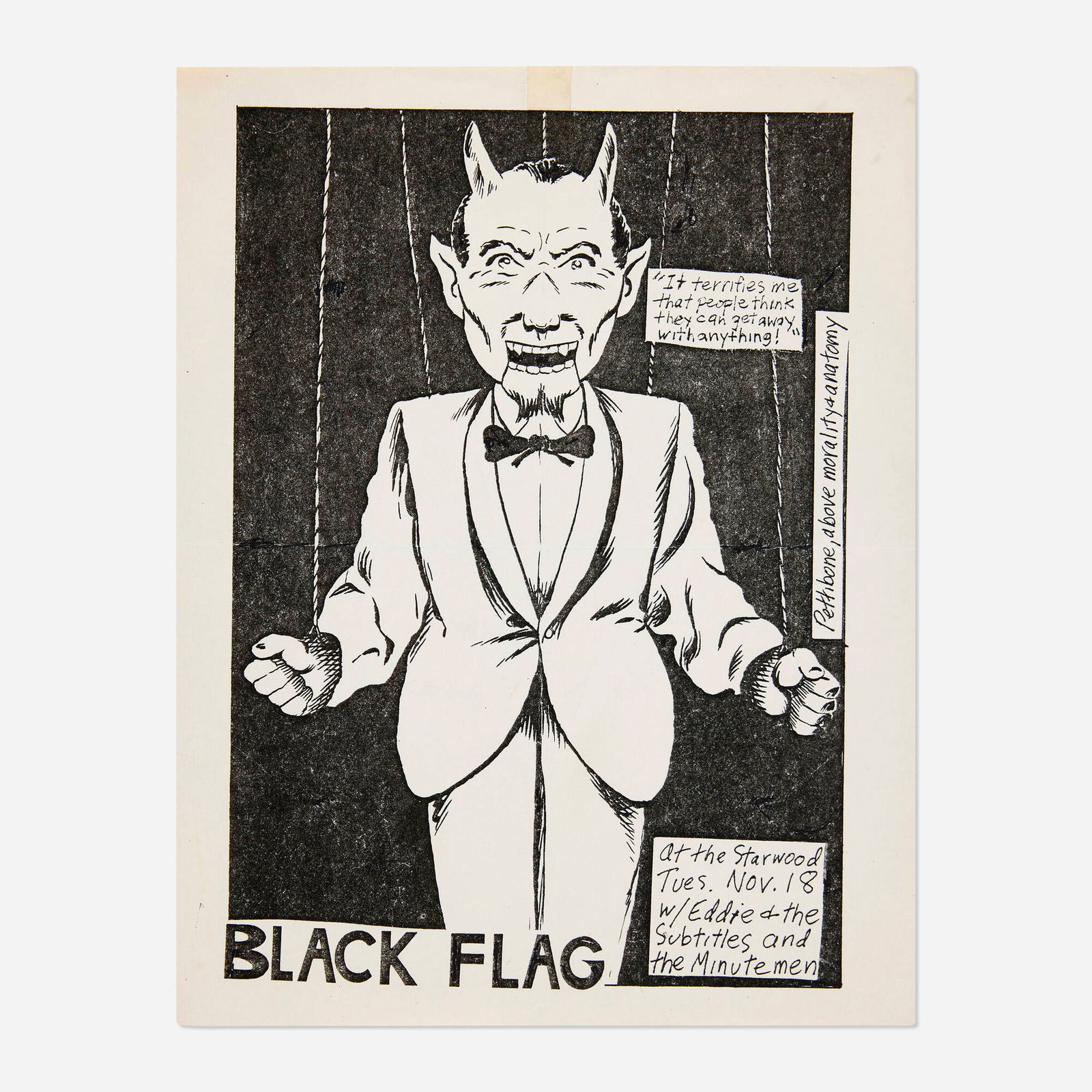 Raymond Pettibon, Black Flag, Eddie and the Subtitles, Minutemen flyer (1 of 3)