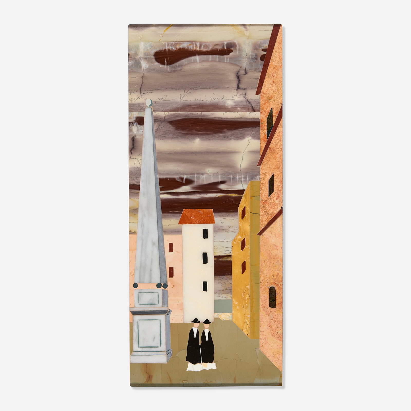 Italian, Pietra Dura plaque: Italian Pietra Dura plaque c. 1960 marble sight: 11.5 h × 4.75 w in (29 × 12 cm) This work will ship from Chicago, Illinois. Condition