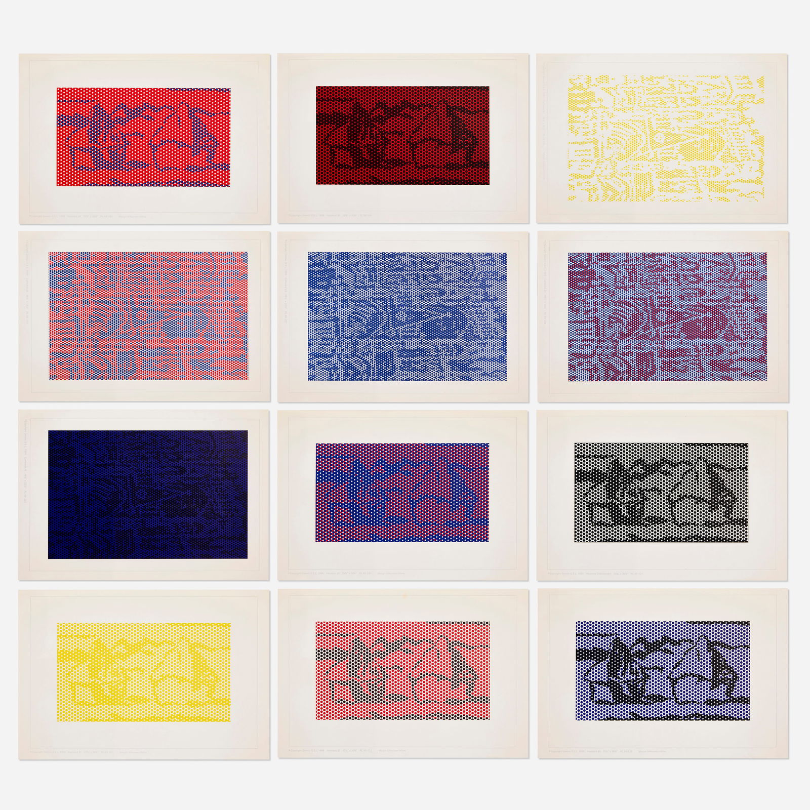 After Roy Lichtenstein, Cathedral and Haystacks sample portfolio: After Roy Lichtenstein Cathedral and Haystacks sample portfolio 1969printed paper, lithograph in color each: 6.5 h × 9.5 w in (17 × 24 cm) Printed manufacturer's mark and date t