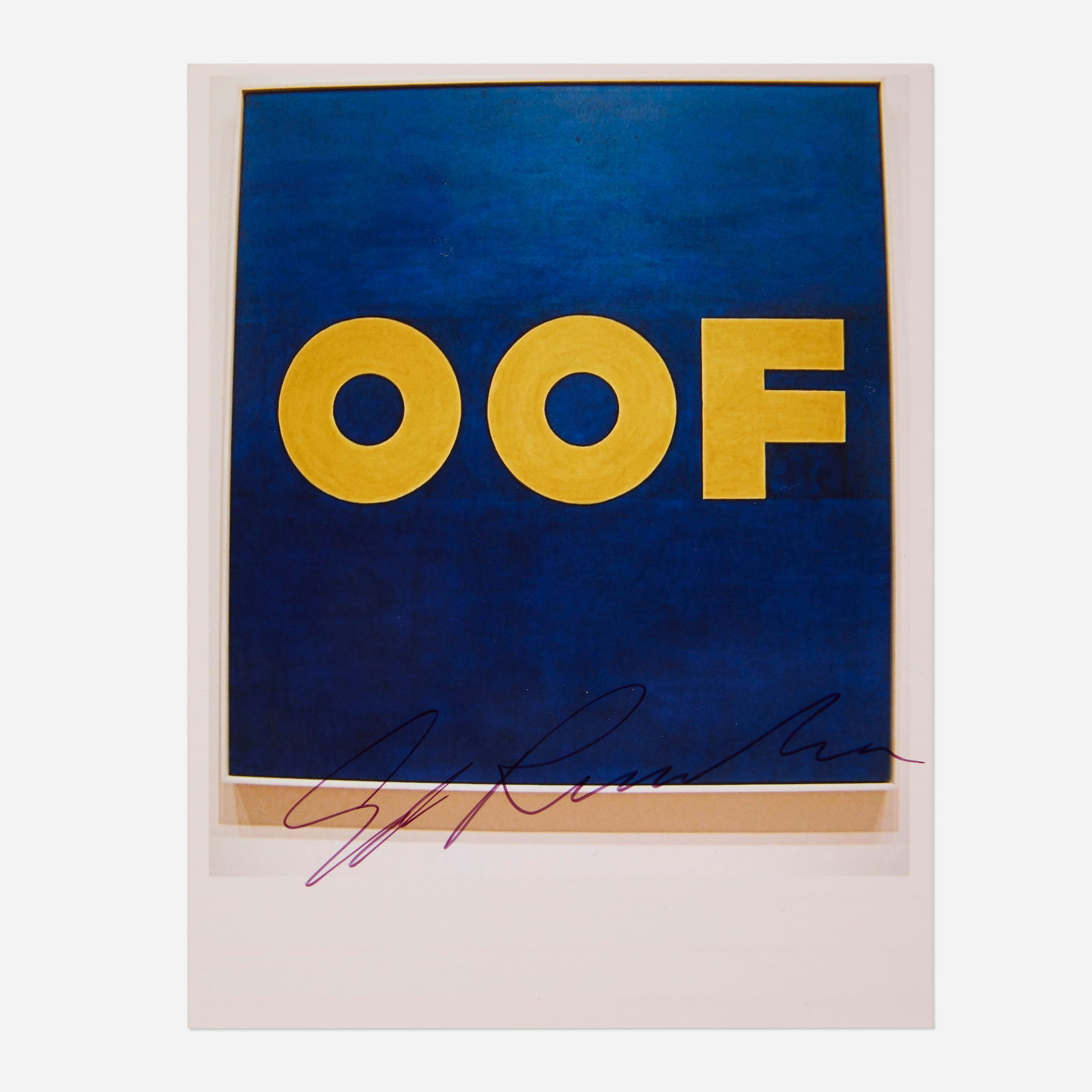 Ed Ruscha signed photograph: Ed Ruscha signed photograph 2010digital print on Kodak Royal 5.125 h × 4 w in (13 × 10 cm) Signed to lower edge ‘Ed Ruscha’. This work will ship from Chicago, Illino