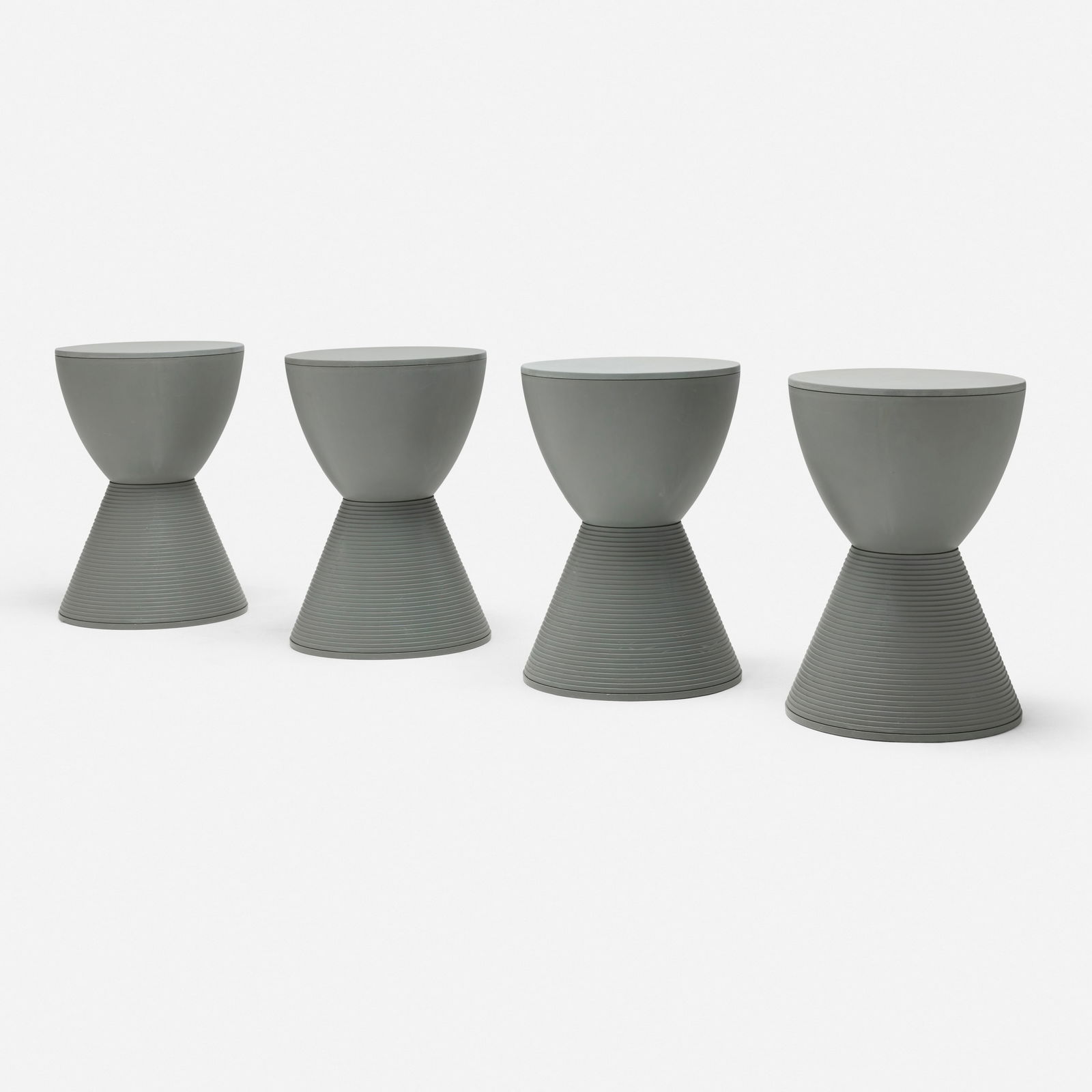 Philippe Starck, Prince Aha stools, set of four: Philippe Starck Prince Aha stools, set of four KartellFrance / Italy, 1999molded plastic 16.75 h × 11.75 dia in (43 × 30 cm) Molded manufacturer's mark to interior of each
