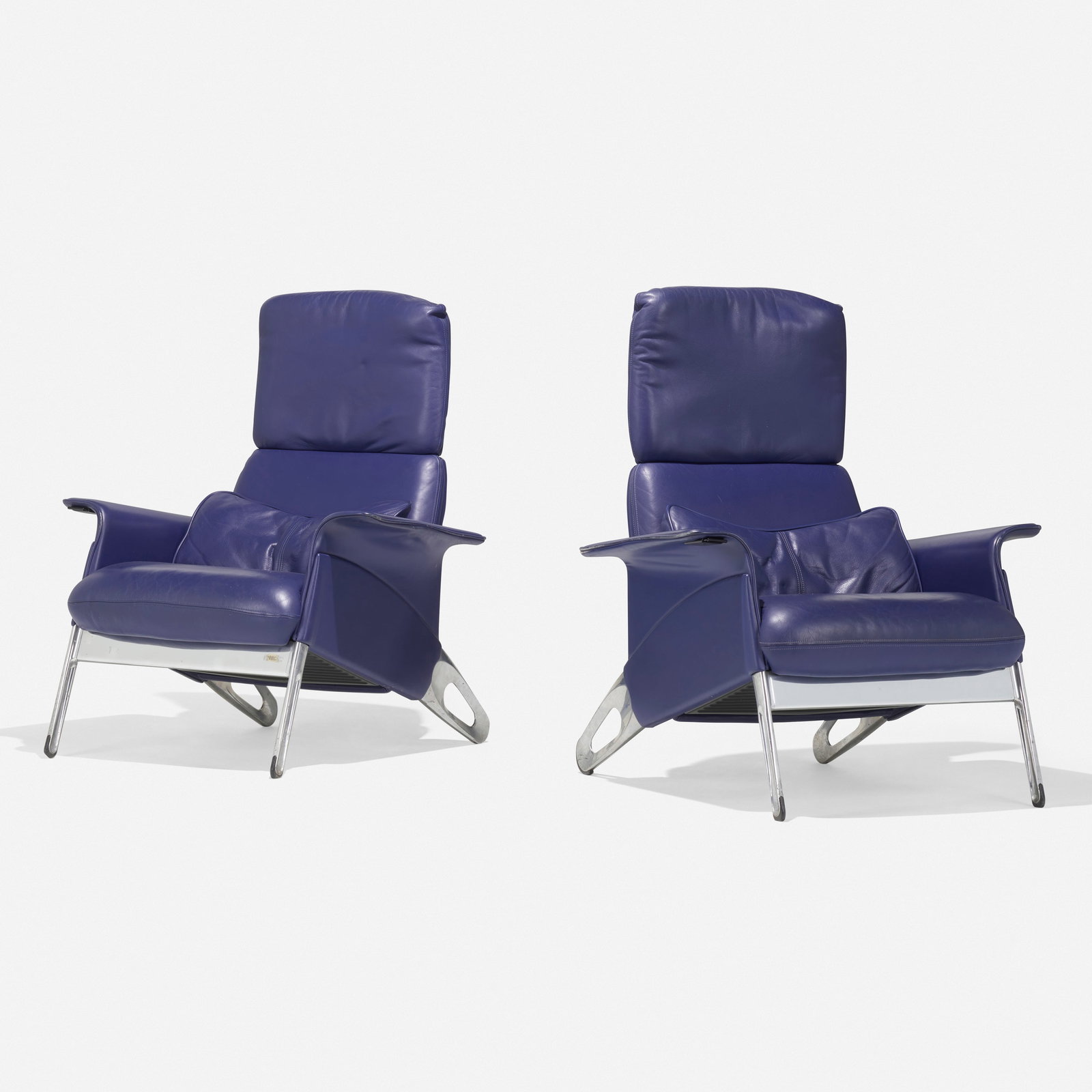 Geoff Hollington, Hollington armchairs, pair: Geoff Hollington Hollington armchairs, pair Herman Miller United Kingdom / USA, 1992 leather, aluminum, chrome-plated steel, plastic 40 h × 33 w × 33 d in (102 × 84 × 8