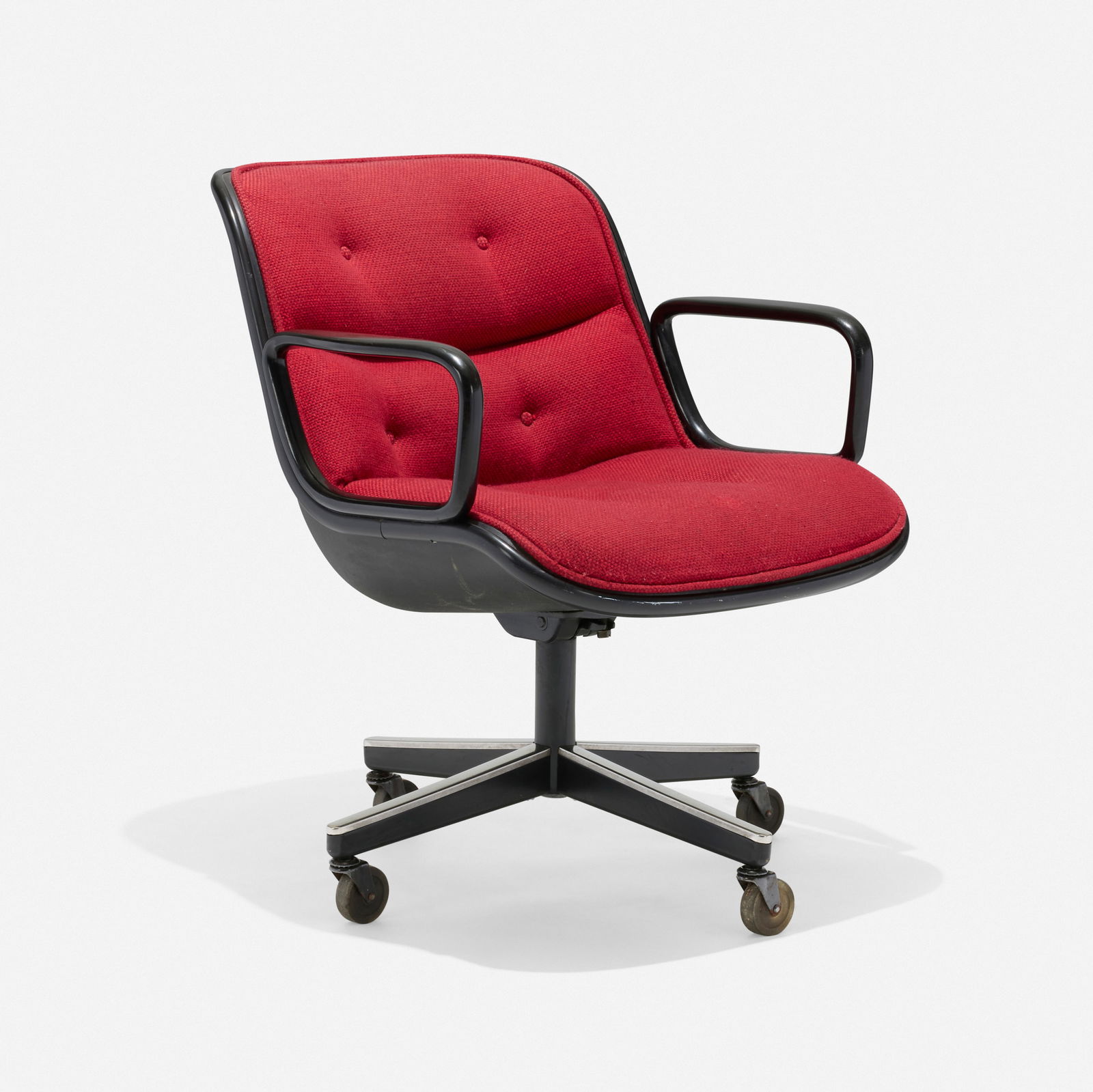 Charles Pollock, Executive chair: Charles Pollock Executive chair Knoll InternationalUSA, 1963 / 1978plastic, upholstery, enameled steel, stainless steel, rubber 31.5 h × 26.25 w × 29 d in (80 × 67 ×