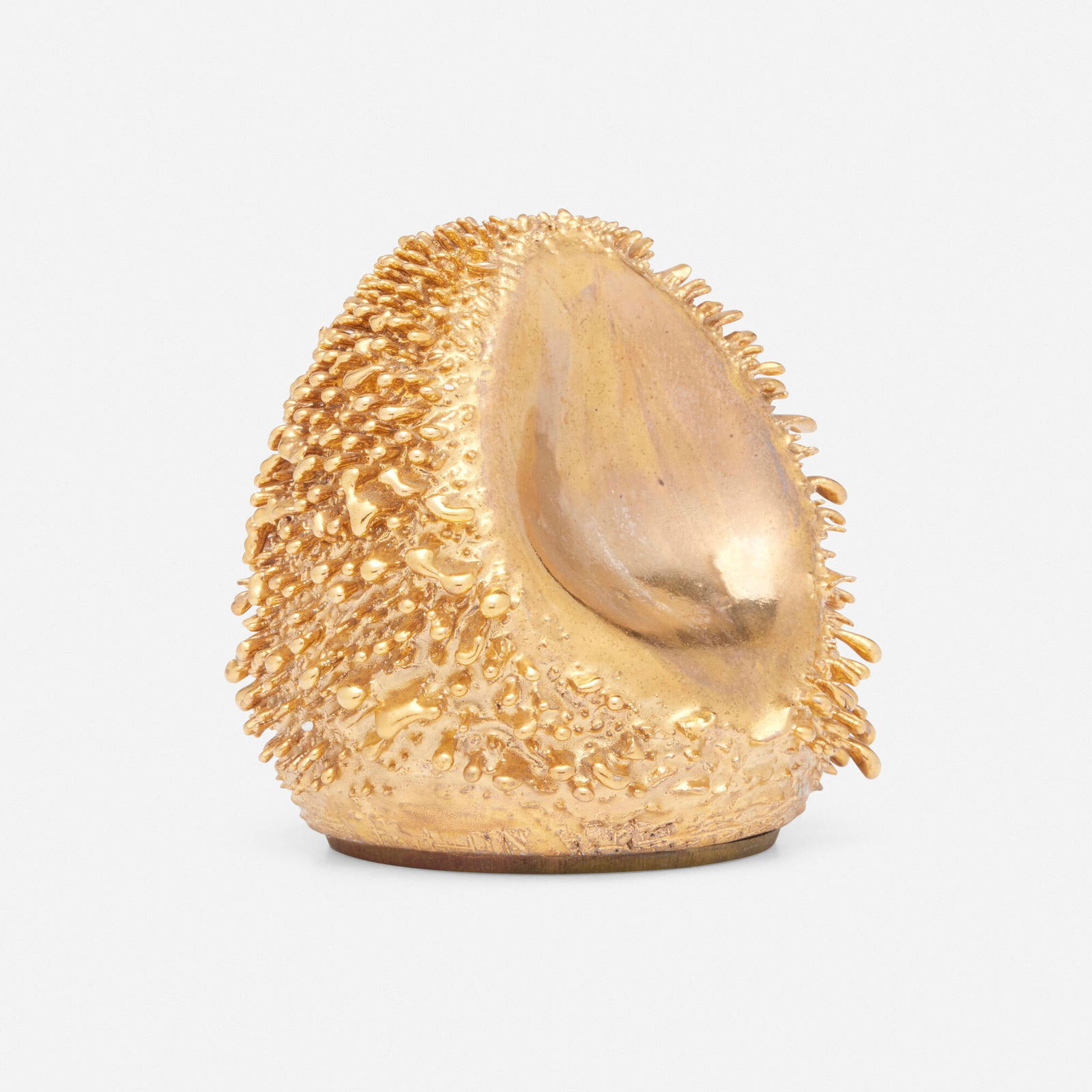 The Haas Brothers, Accretion Vase: The Haas Brothers Accretion Vase 2014glazed porcelain, brass plate 4 h x 4 w x 3.875 d in (10 x 10 x 10 cm) Impressed signature and date to underside 'The Haas Brothers 2014'. P