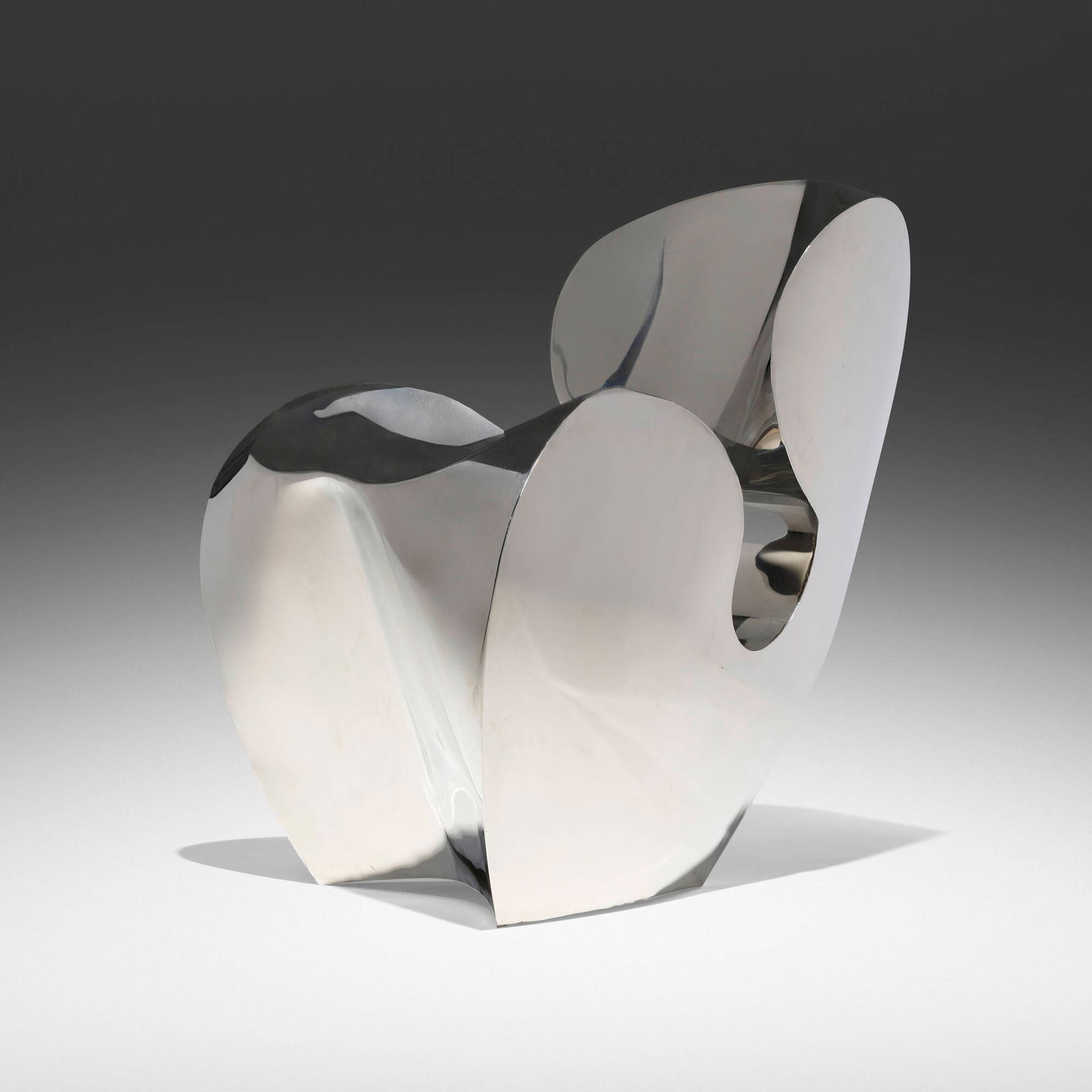 Ron Arad, Little Heavy chair: Ron Arad Little Heavy chair One OffUnited Kingdom, 1988-93polished stainless steel 29.75 h x 24.5 w x 28.75 d in (76 x 62 x 73 cm) Incised signature and date to reverse 'R. Arad + S. Cro