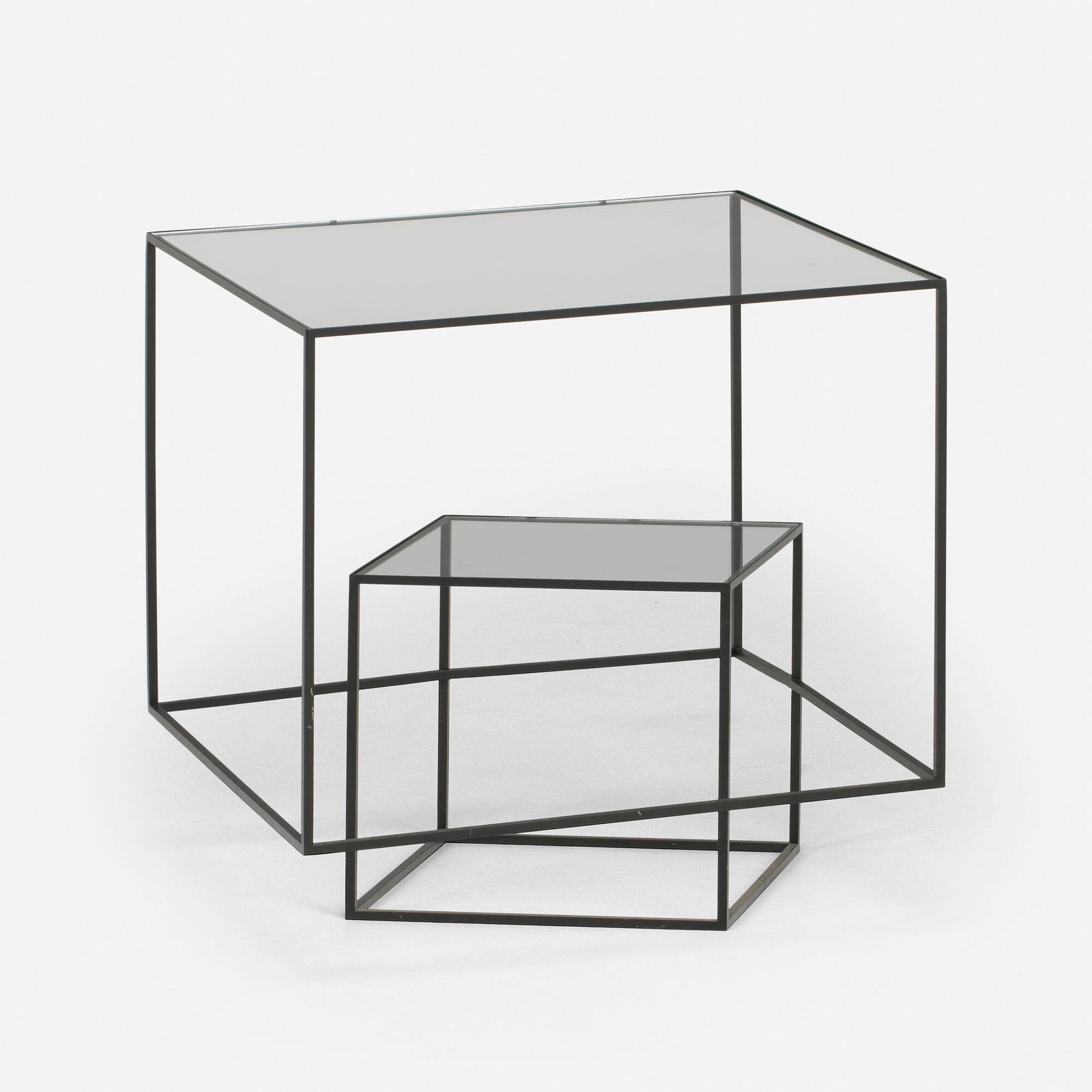 nendo, 10300mm table (from the Thin Black Lines series): nendo 10300mm table (from the Thin Black Lines series) Japan, 2010patinated steel, glass 16.25 h x 15.75 w x 15.75 d in (41 x 40 x 40 cm) Provenance: Private Collection