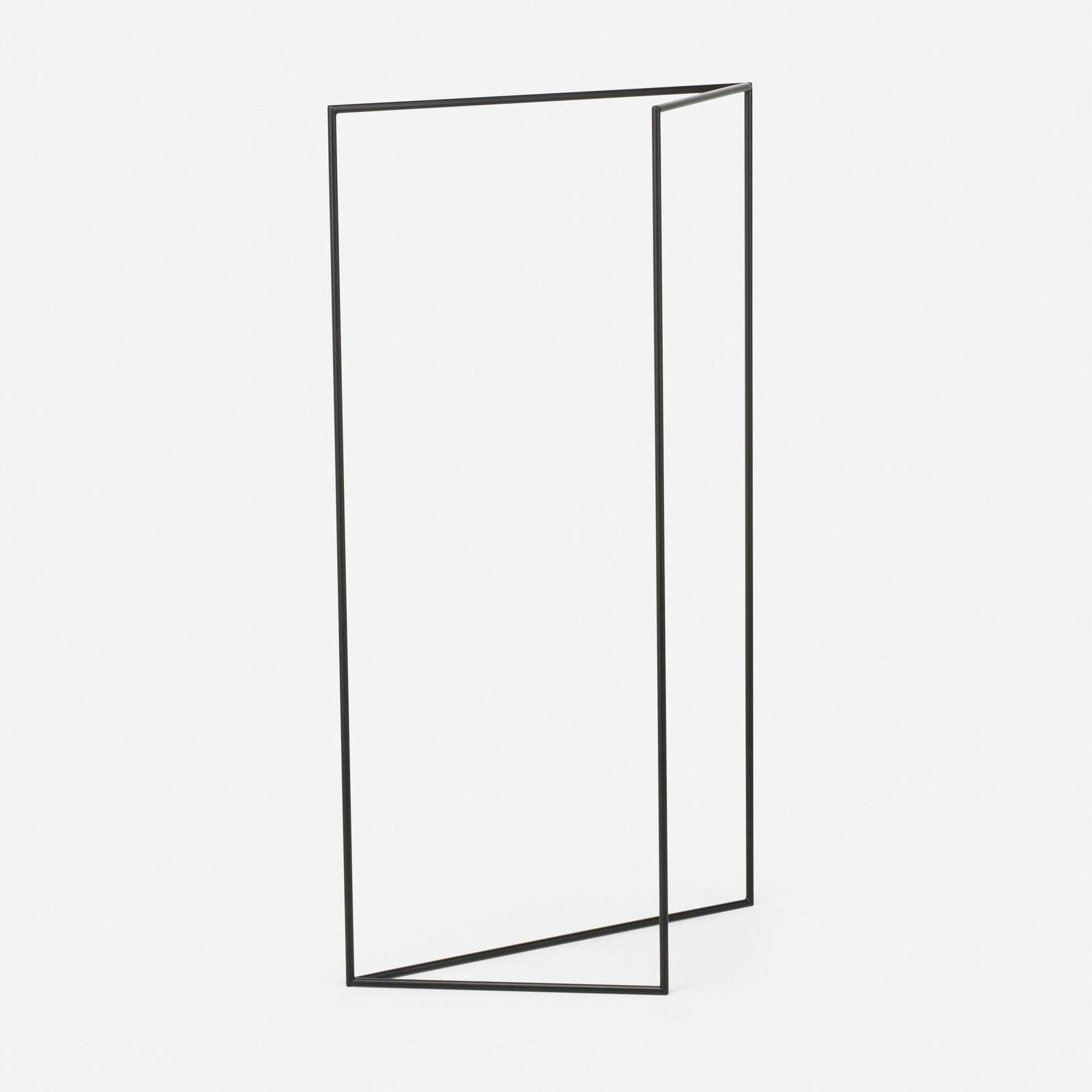 nendo, 7200mm hanger rack (from the Thin Black Lines series): nendo 7200mm hanger rack (from the Thin Black Lines series) Japan, 2010patinated steel 59 h x 33.5 w x 13.75 d in (150 x 85 x 35 cm) Provenance: Private Collection