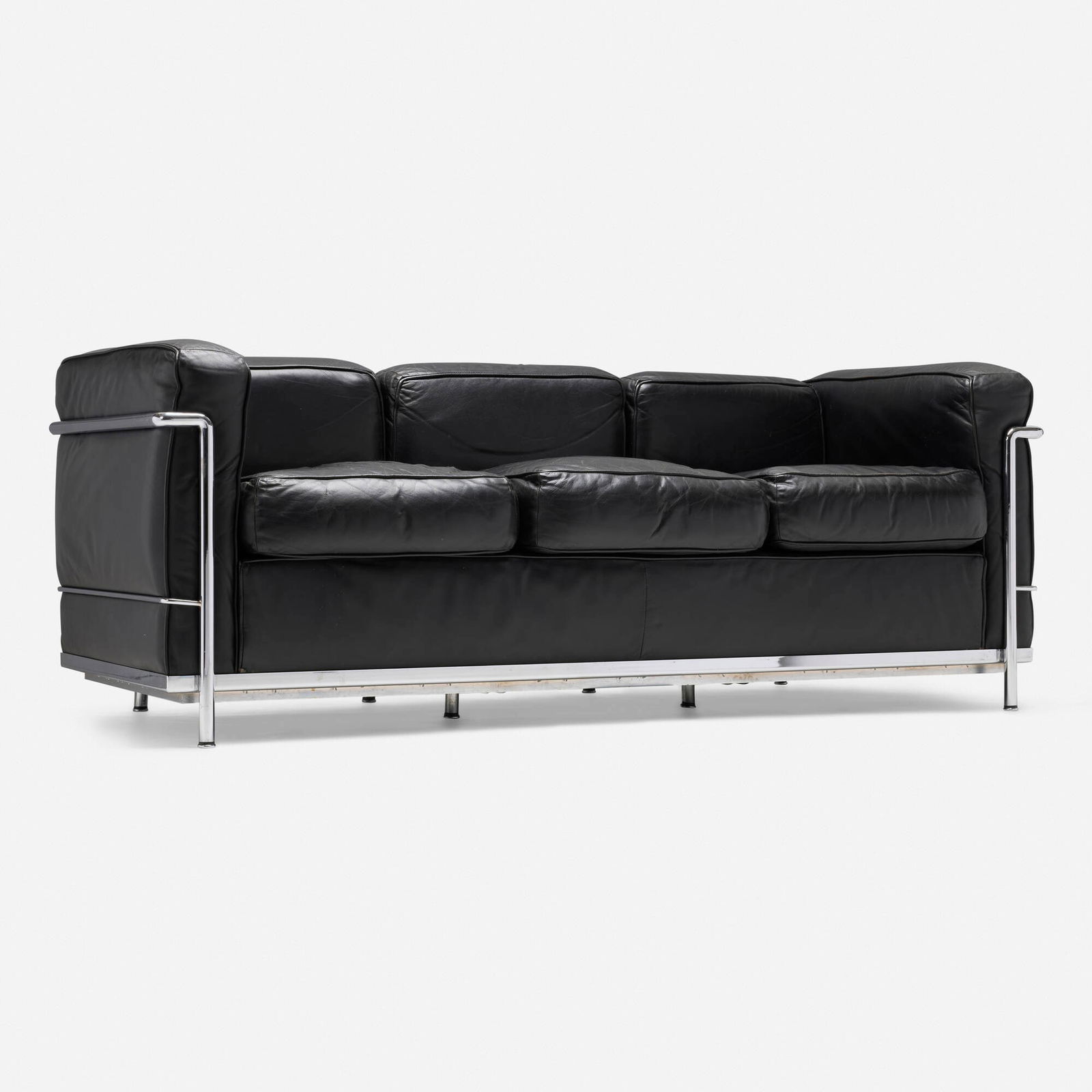 Charlotte Perriand, Pierre Jeanneret and Le Corbusier, LC2 sofa: Charlotte Perriand, Pierre Jeanneret and Le Corbusier LC2 sofa CassinaFrance / Italy, 1928 / c. 1990leather upholstery, chrome-plated steel 27 h x 71 w x 28 d in (69 x 180 x 71 cm) Stamp