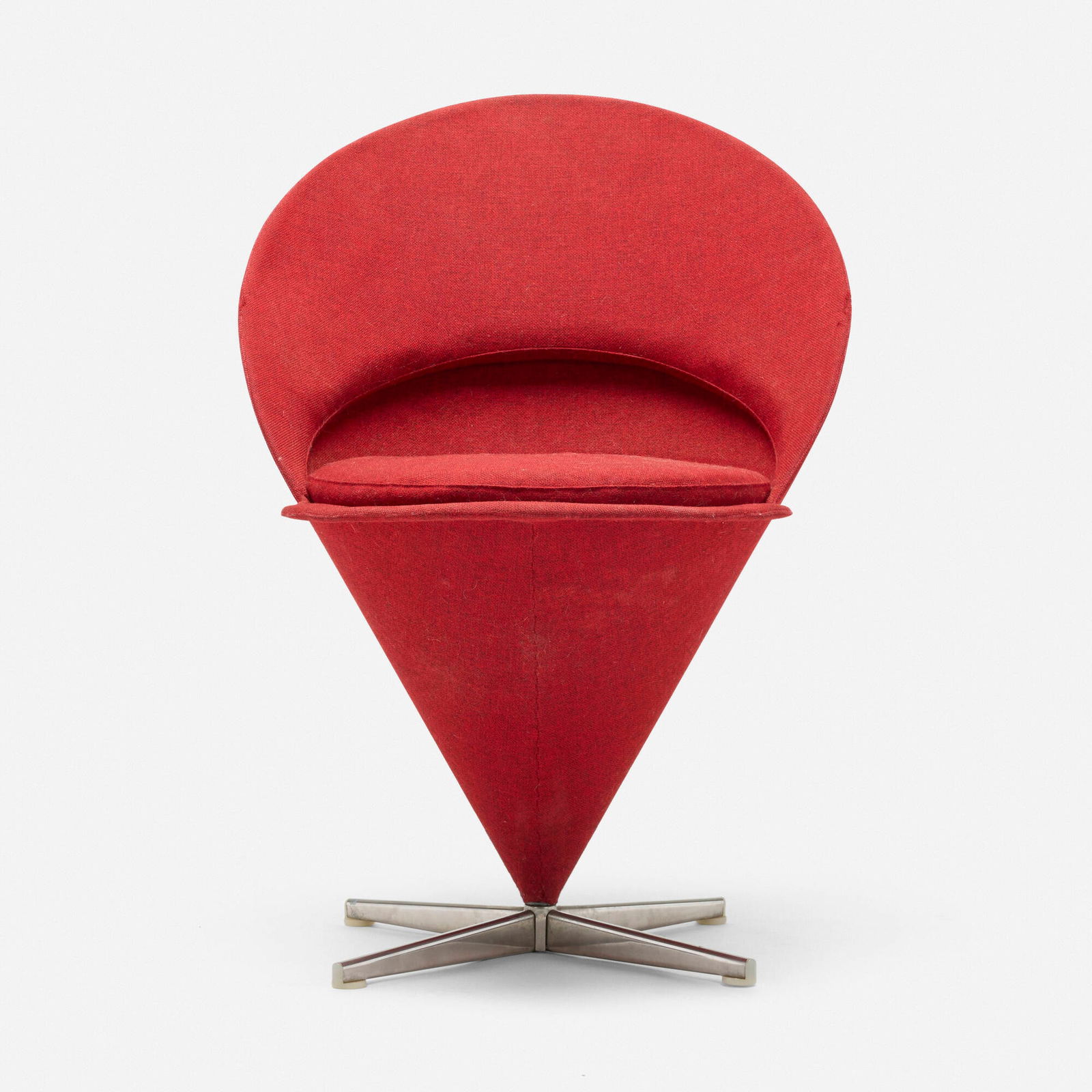 Verner Panton, Cone chair: Verner Panton Cone chair Plus-LinjeDenmark, 1958upholstery, stainless steel, plastic 32 h x 23 dia in (81 x 58 cm) Literature: Verner Panton: The Collected Works,