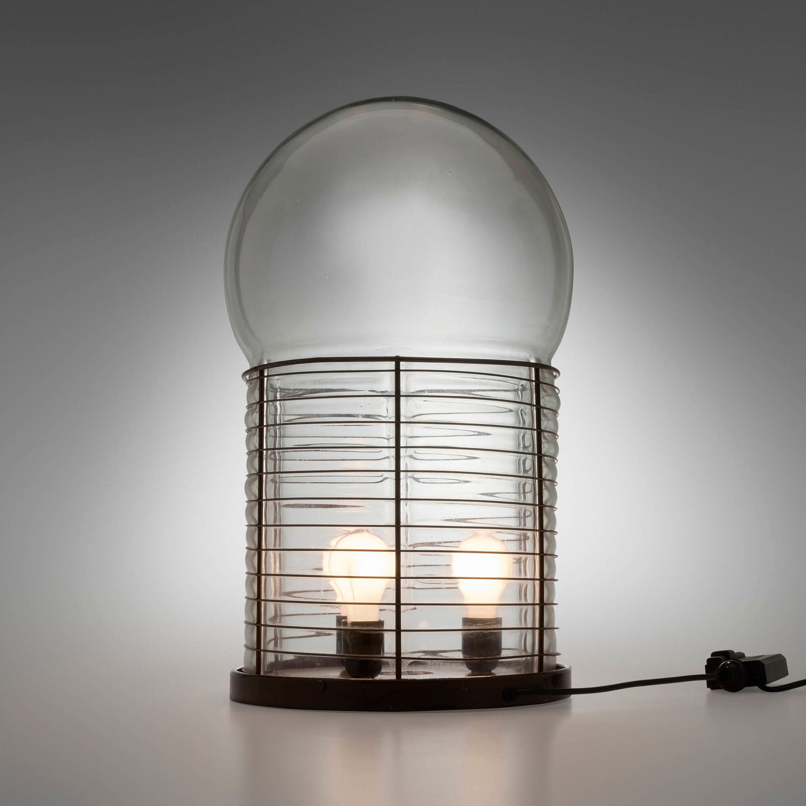 Gae Aulenti, Alcinoo table lamp: Gae Aulenti Alcinoo table lamp ArtemideItaly, 1975glass, enameled steel 23 h x 13 dia in (58 x 33 cm) Literature: 1000 Lights: 1960 to Present, Fiell, pg. 273