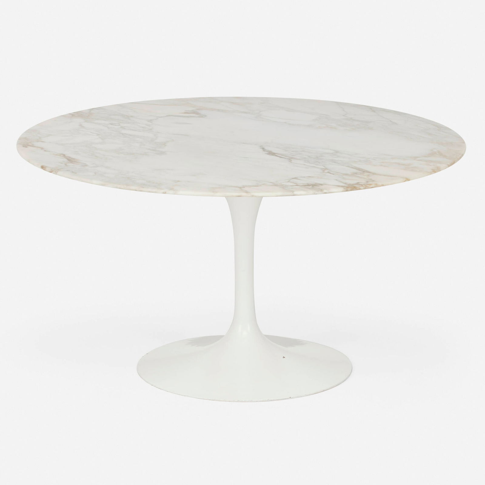 Eero Saarinen, Tulip dining table, model 174M: Eero Saarinen Tulip dining table, model 174M Knoll InternationalUSA, 1957 / c. 1985lacquered steel, lacquered wood, marble 29 h x 53 dia in (74 x 135 cm) Literature:
