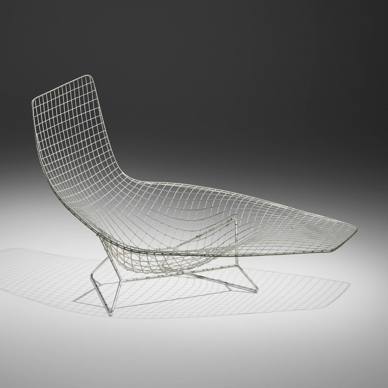 Harry Bertoia, Important Prototype chaise lounge: Harry Bertoia Important Prototype chaise lounge USA, c. 1952welded steel 35.5 h x 32 w x 51.5 d in (90 x 81 x 131 cm) Provenance: The Artist | Lesta Bertoia, Pennsylvania | Pr