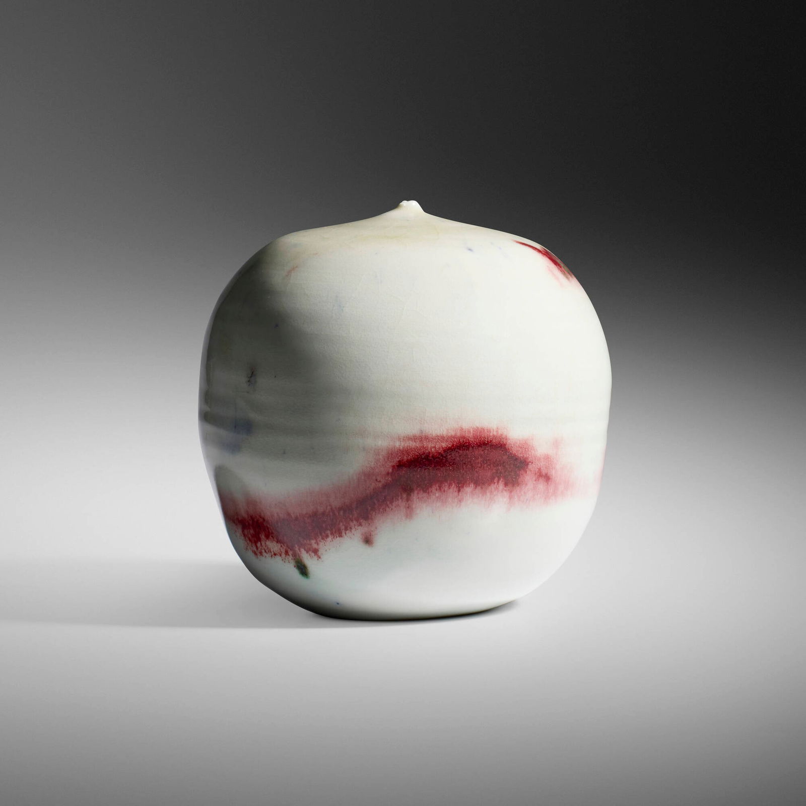 Toshiko Takaezu, Closed Form: Toshiko Takaezu Closed Form c. 1982glazed porcelain 6 h x 6 dia in (15 x 15 cm) Incised signature to underside 'TT'. This work will ship from Lambertville, New Jersey.