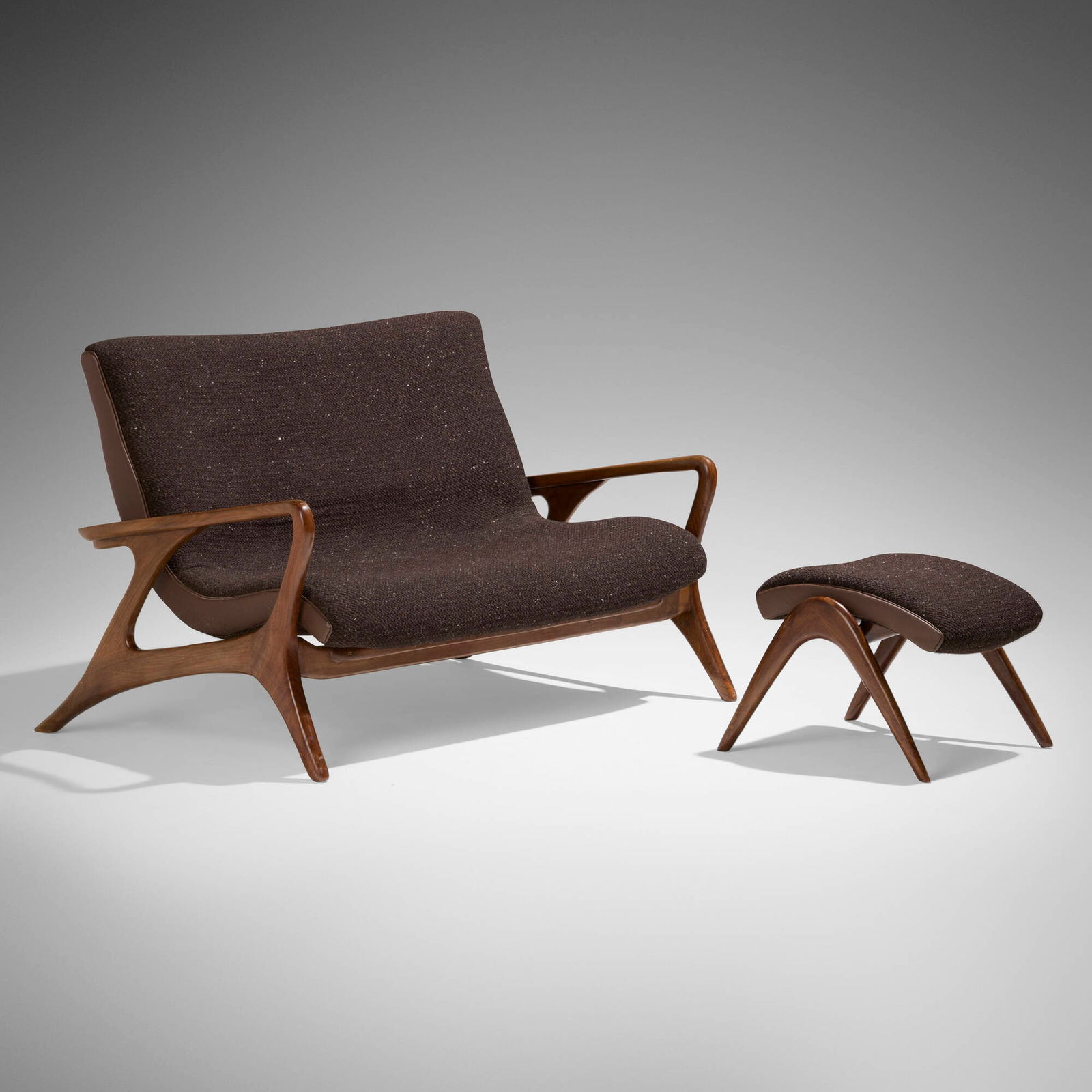Vladimir Kagan, High Back Contour settee and ottoman (1 of 5)