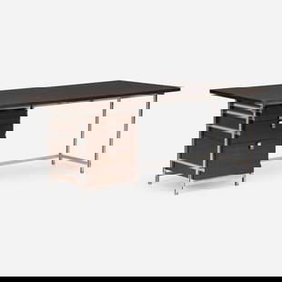 Jules Wabbes, Desk: Jules Wabbes Desk Le Mobilier UniverselBelgium, c. 1960rosewood, chrome-plated steel 29.25 h x 70.25 w x 32.25 d in (74 x 178 x 82 cm) Desk features three drawers and one pull out writin