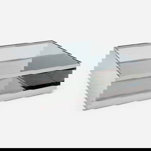Joseph D'Urso, Low rolling table, model 6048T: Joseph D'Urso Low rolling table, model 6048T Knoll InternationalUSA, 1981stainless steel, safety glass 14.5 h x 47.75 w x 47.75 d in (37 x 121 x 121 cm) Literature: K