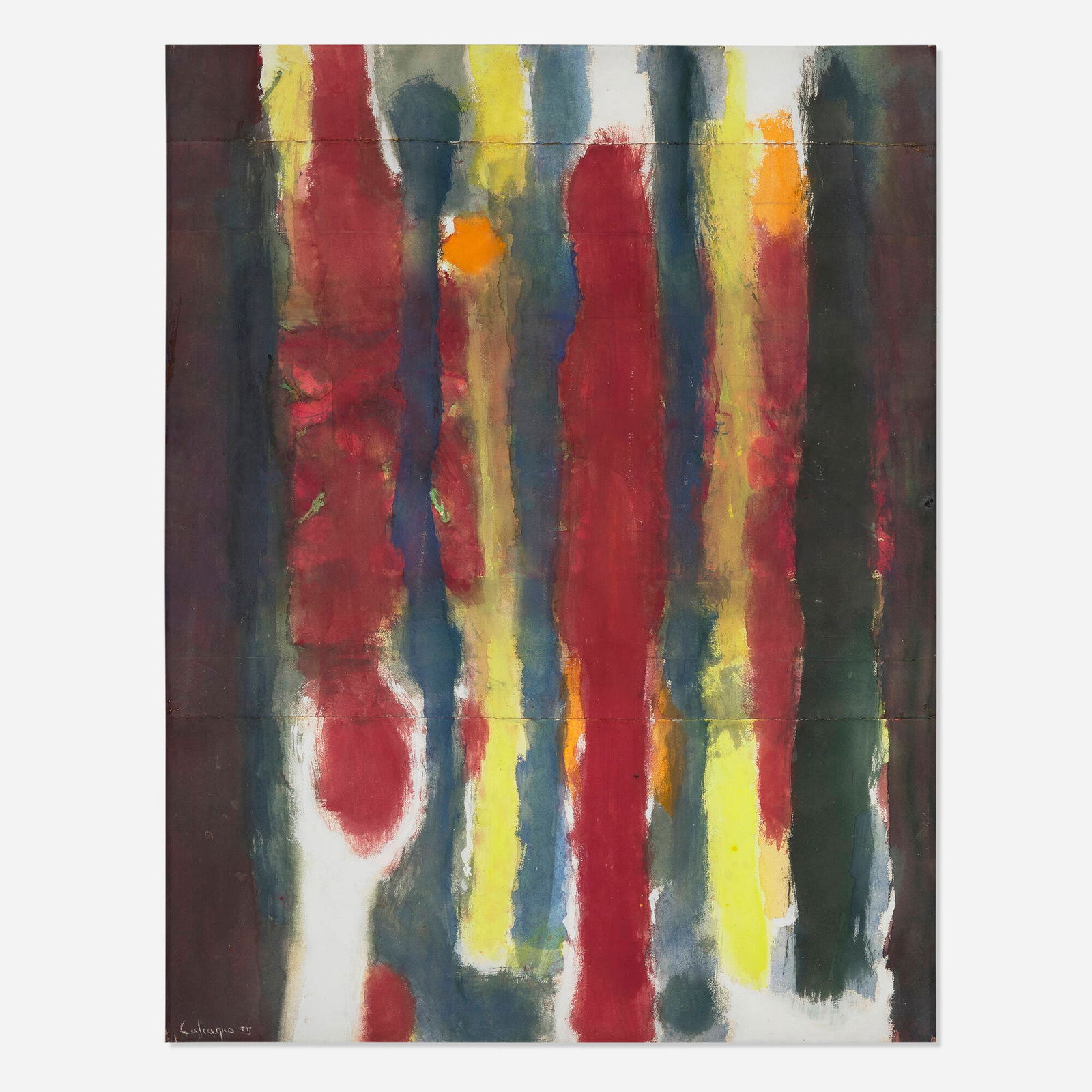 Lawrence Calcagno, No. V: Lawrence Calcagno No. V 1955gouache on paper sight: 38.125 h x 29.5 w in (97 x 75 cm) Signed and dated to lower left 'Calcagno 55'. This work will ship from Chicago, Illino