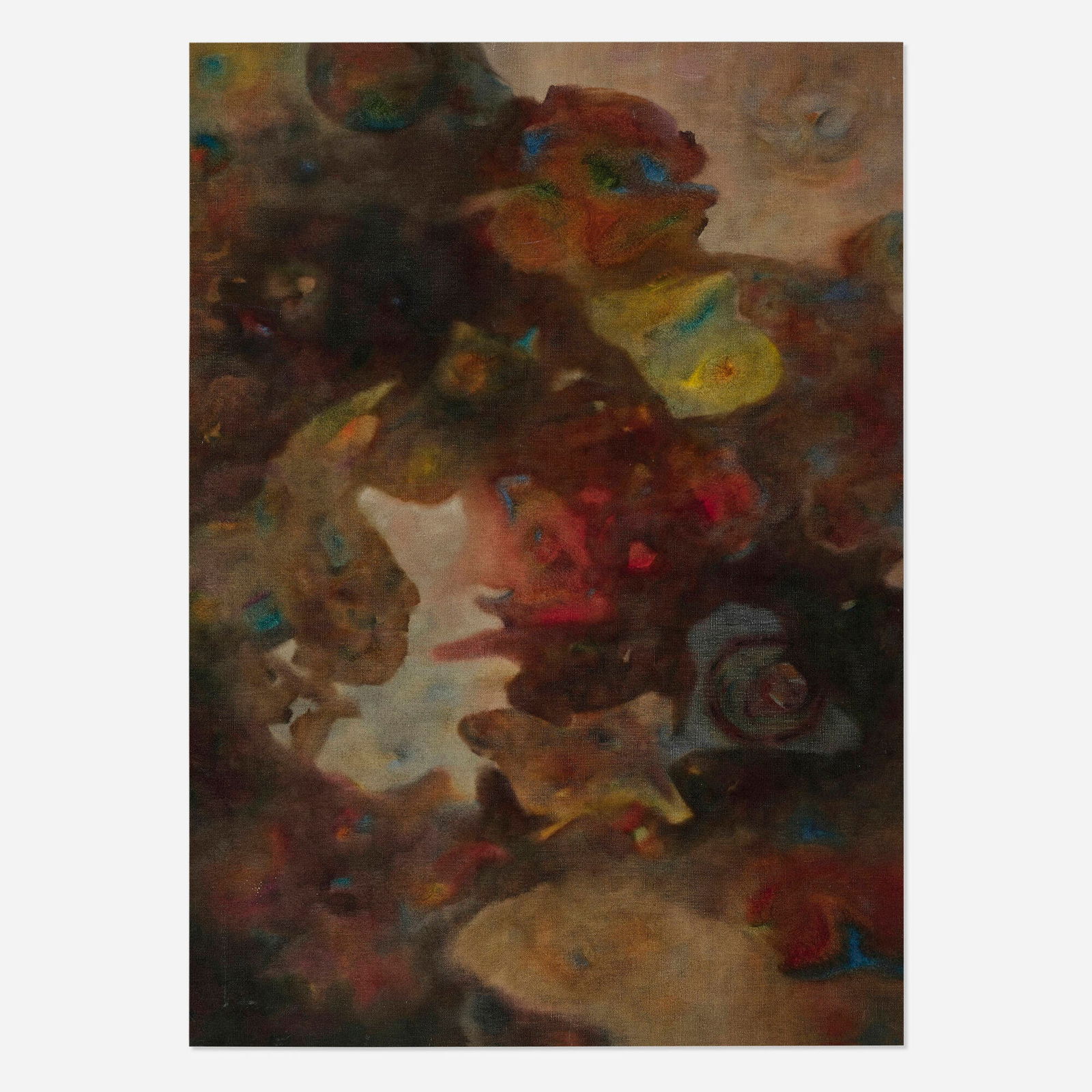 Sidney Gross, Amorphic / Dusky #268: Sidney Gross Amorphic / Dusky #268 1953oil on canvas 41.875 h x 29.875 w in (106 x 76 cm) Numbered to verso '268'. This work will ship from Chicago, Illinois.