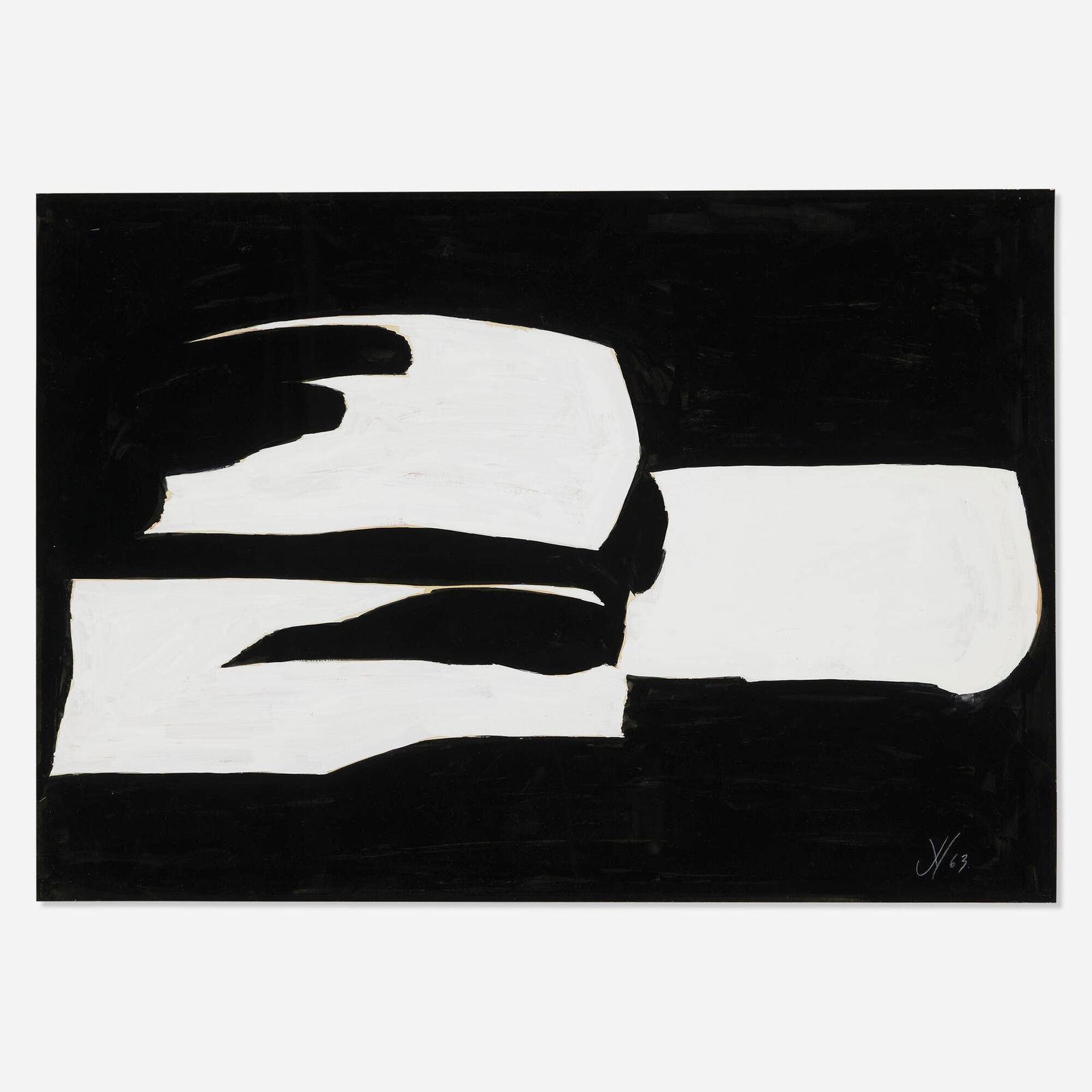 Jack Youngerman, Four: Jack Youngerman Four 1963tempera on paper 16.375 h x 23.375 w in (42 x 59 cm) Signed and dated to lower right 'JY 63'. Signed, titled and dated to verso 'Four / Tempera Study Youngerman 1963'.