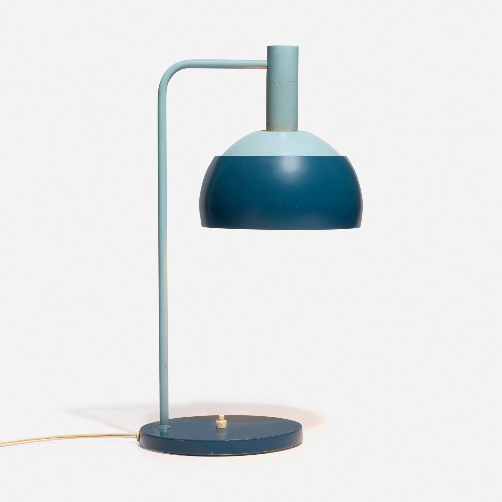 Finn Juhl, Table lamp: Finn Juhl Table lamp LyfaDenmark, 1963enameled metal 17 h x 7 w x 10 d in (43 x 18 x 25 cm) Decal manufacturer's label to interior shade 'Lyfa'. Provenance: Wrigh