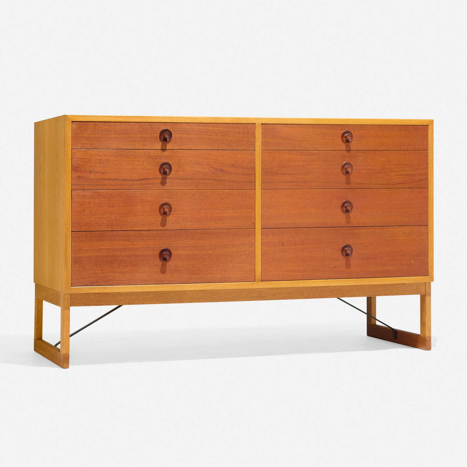Borge Mogensen, Cabinet: Borge Mogensen Cabinet Karl Andersson & SonerDenmark / Sweden, c. 1955oak, teak, painted steel 33 h x 53 w x 22 d in (84 x 135 x 56 cm) Cabinet features eight drawers. Impressed manufact