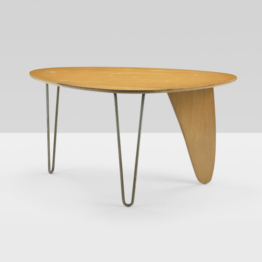 Isamu Noguchi Rudder dining table, model IN-20: Isamu Noguchi Rudder dining table, model IN-20 Herman Miller USA, 1944 birch, zinc-plated steel 50 w x 35.5 d x 26.25 h inches Marked with model number to underside: [IN-20] Literature: Isamu Noguchi: