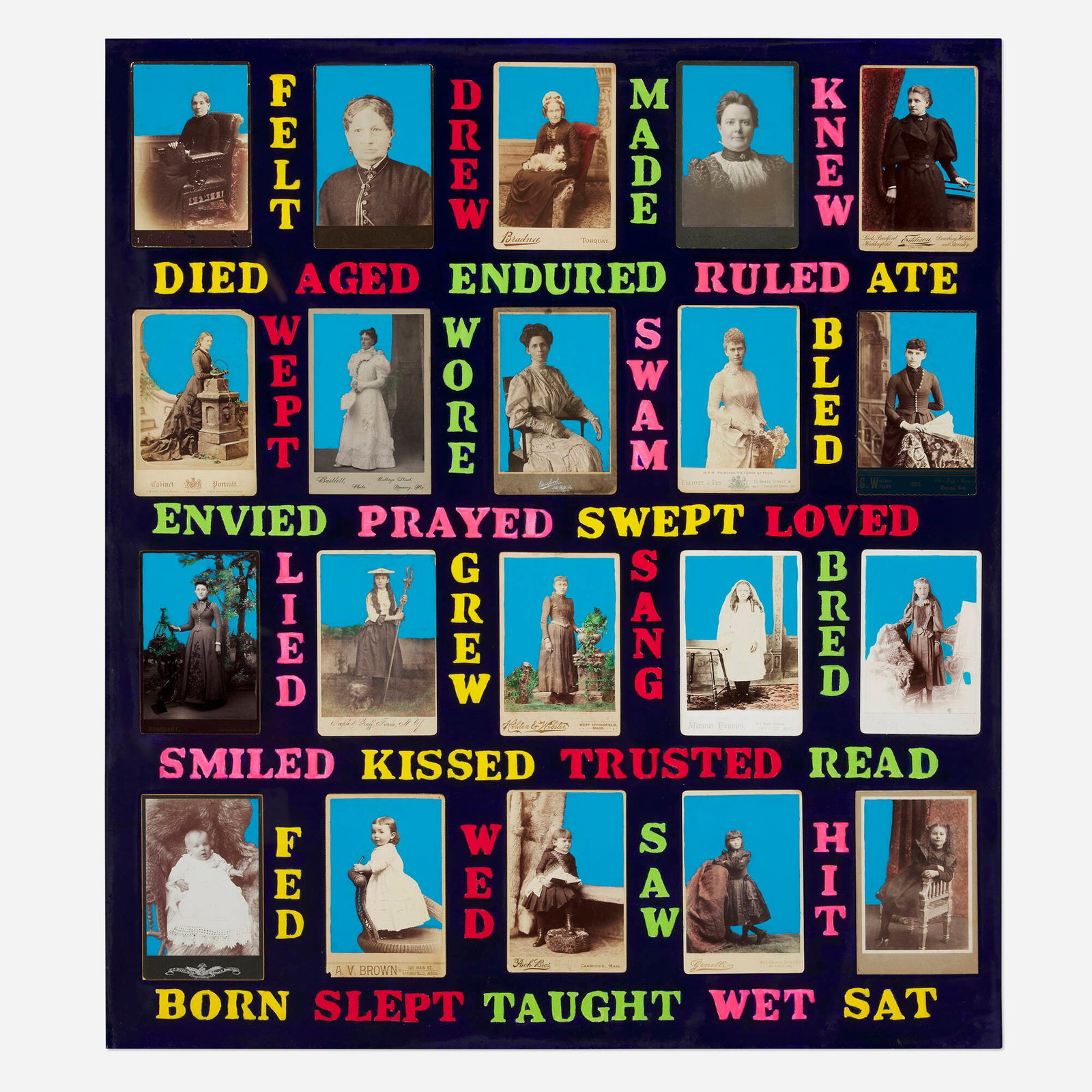 Peter Ketchum, Life Quilt (Female): Peter Ketchum Life Quilt (Female) 1992 mixed media vintage photographs and acrylic on canvas sight: 35.5 h x 31.5 w in (90 x 80 cm) Signed, titled, dated and inscribed to upper stretcher bar ve