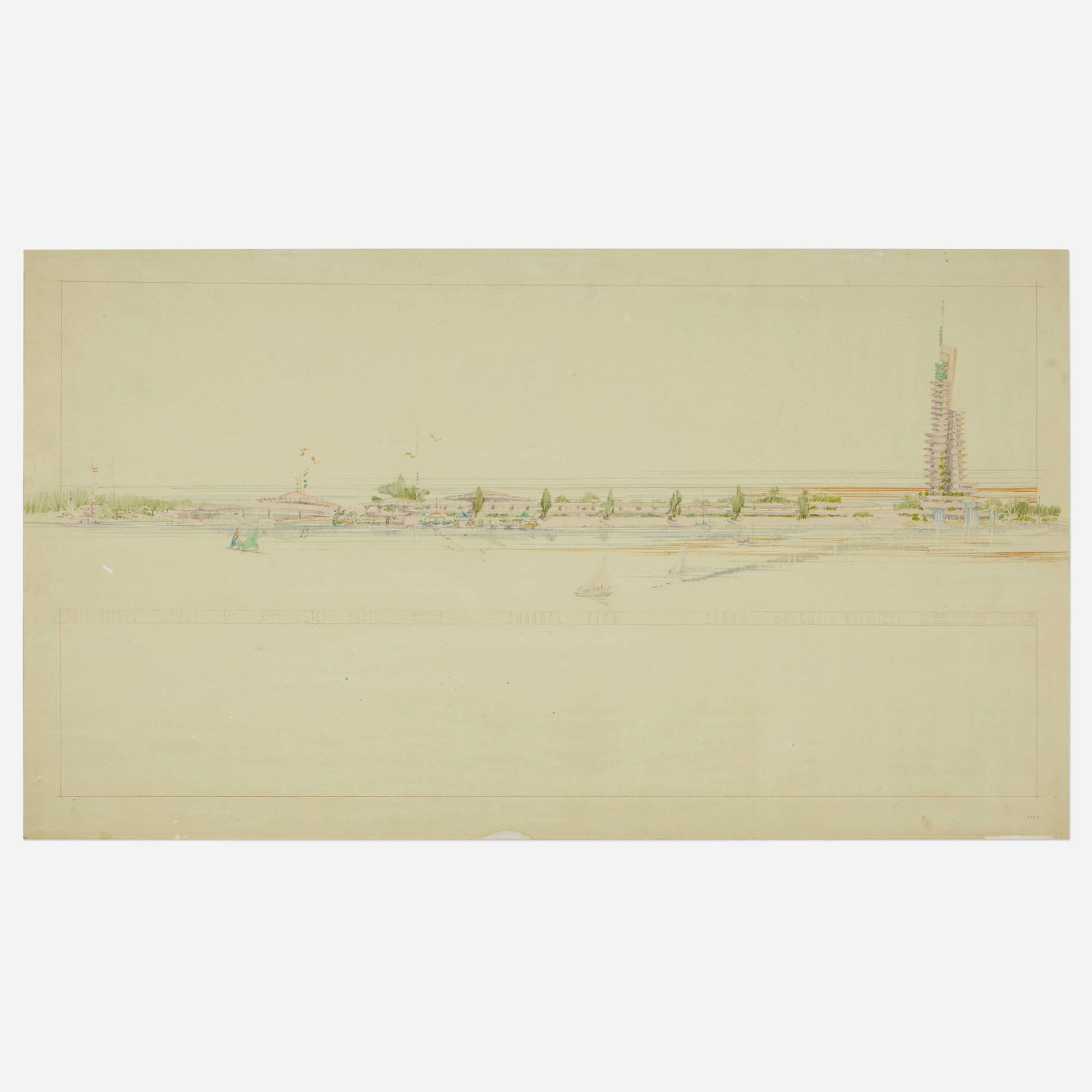 Lloyd Wright, Huntington Portal, Surfside, Channel View preliminary studies (1 of 5)