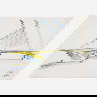 Santiago Calatrava, Milwaukee Art Museum cross section of the parking structure: Santiago Calatrava Milwaukee Art Museum cross section of the parking structure 1995watercolor and graphite on paper 9 h x 12 w in (23 x 30 cm) Signed to lower right 'Santiago Calatrava'.