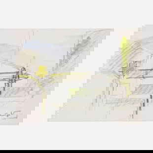 Santiago Calatrava, Milwaukee Art Museum plan view: Santiago Calatrava Milwaukee Art Museum plan view 1995watercolor and graphite on paper 9 h x 12 w in (23 x 30 cm) Signed to lower right 'Santiago Calatrava'. Provenance: