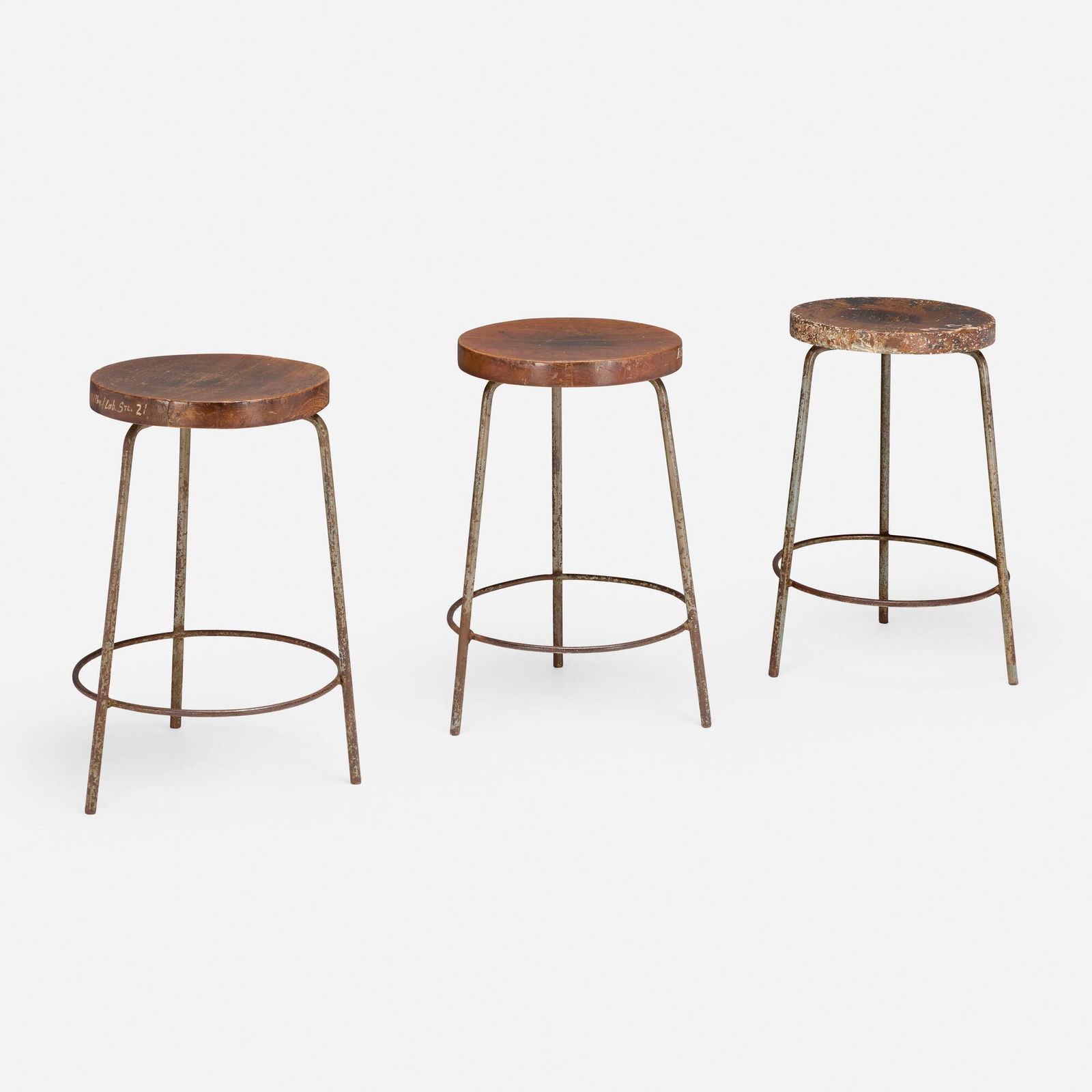Pierre Jeanneret, Stools from the College of Architecture, Chandigarh, set of three (1 of 4)