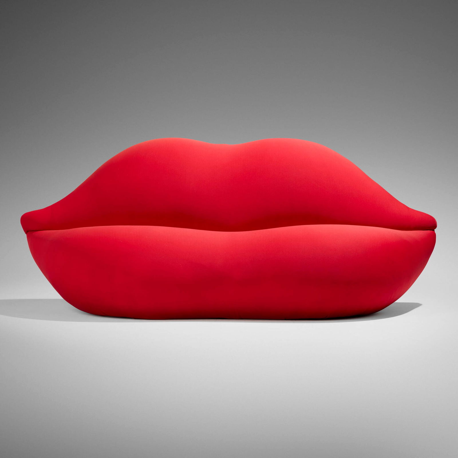 Studio65, Bocca sofa: Studio65 Bocca sofa GuframItaly, 1971stretch jersey fabric over polyurethane foam 33 h x 83 w x 32 d in (84 x 211 x 81 cm) This sofa, often called the Marilyn sofa, pays homage to
