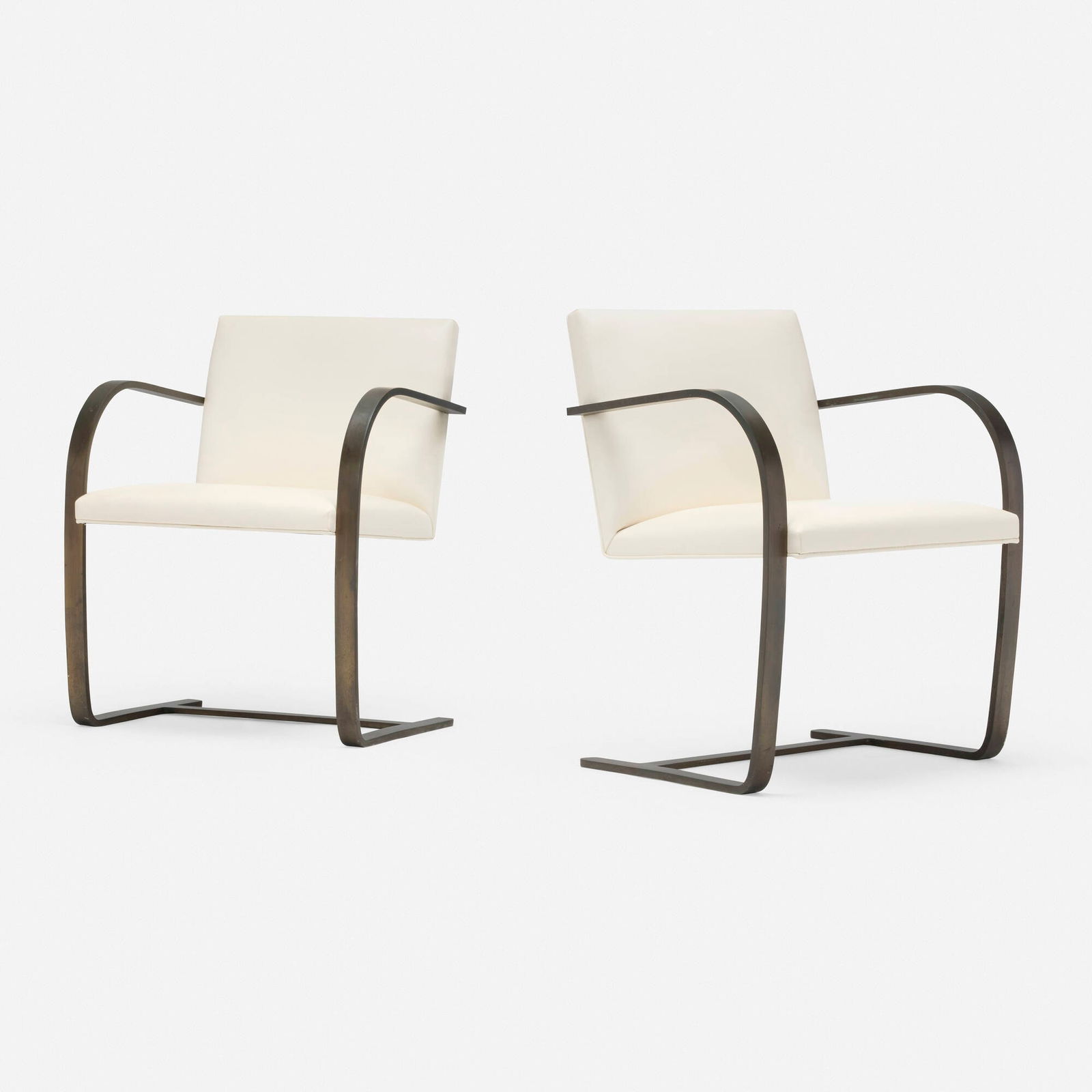 Ludwig Mies van der Rohe, Brno chairs, pair: Ludwig Mies van der Rohe Brno chairs, pair Knoll InternationalGermany / USA, 1929 / c. 1980bronze, leather 31 h x 23.125 w x 22 d in (79 x 59 x 56 cm) Provenance: The Co