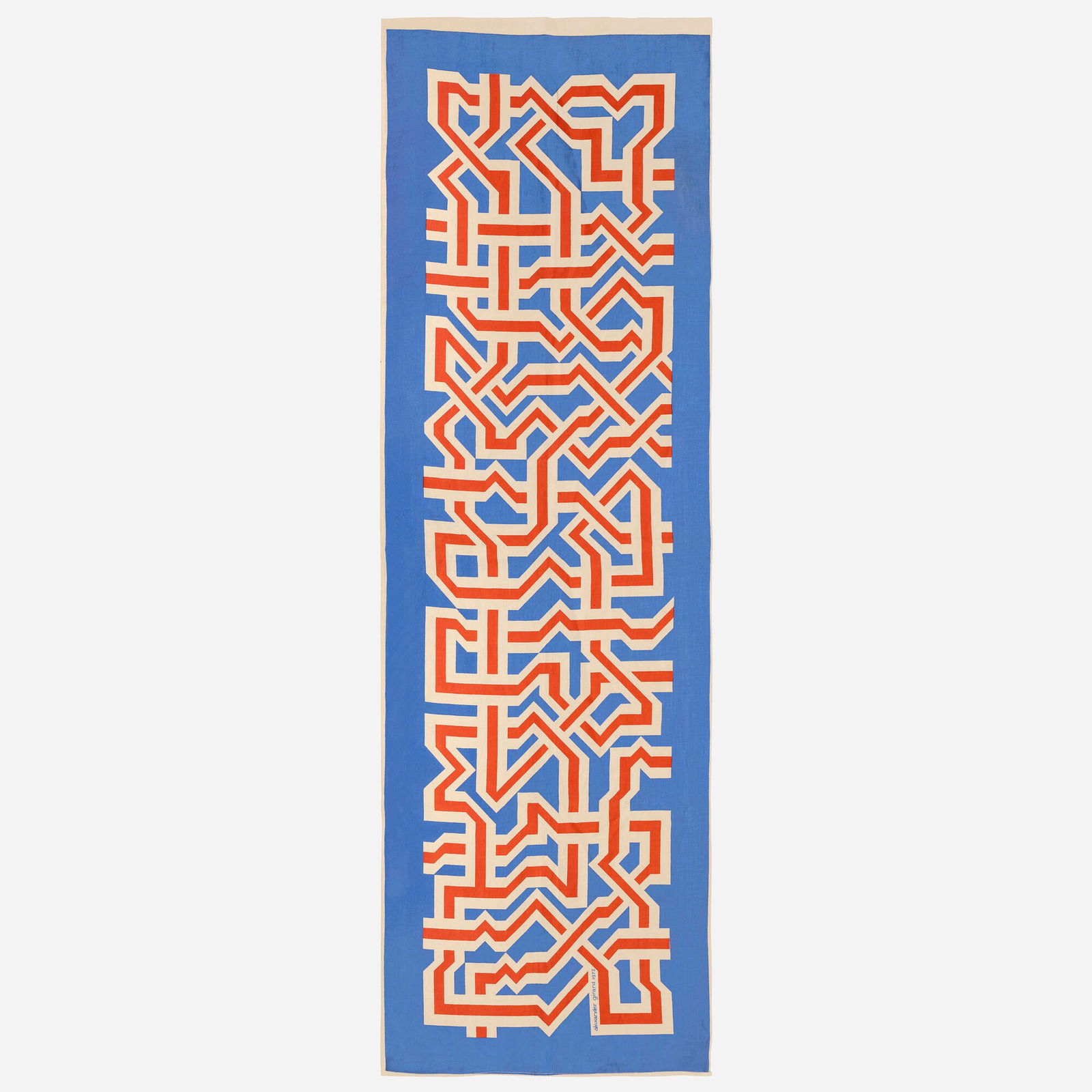 Alexander Girard, Environmental Enrichment Panel: Alexander Girard Environmental Enrichment Panel Herman MillerUSA, 1972screen-printed linen 79.25 h x 25.75 w in (201 x 65 cm) Printed signature and date to lower left 'Alexander Girard 1