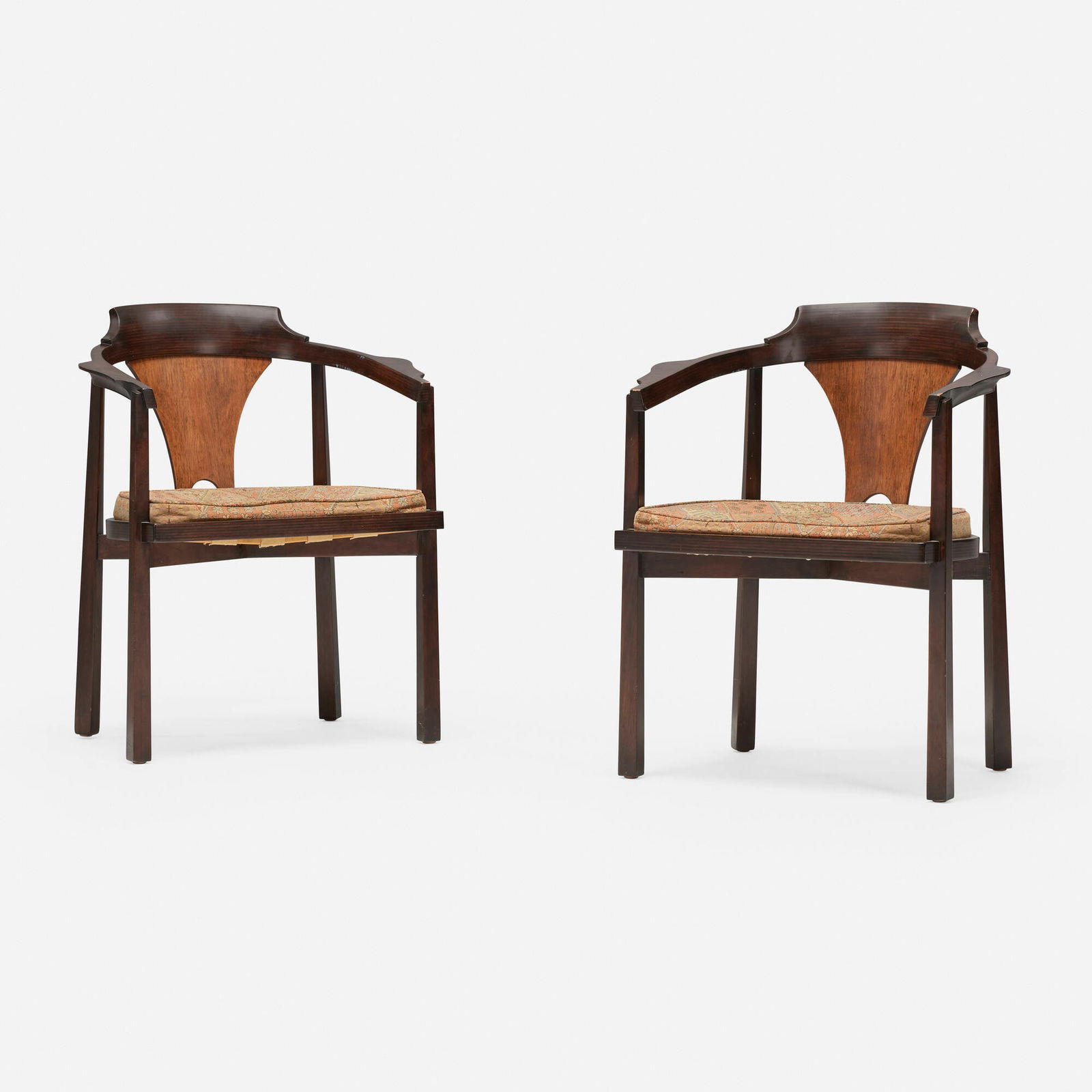 Edward Wormley, Armchairs model 935, pair: Edward Wormley Armchairs model 935, pair DunbarUSA, c. 1967walnut, rosewood, upholstery 30.5 h x 24.5 w x 21 d in (77 x 62 x 53 cm) This work is part of the Ralph T. Coe Center for the A