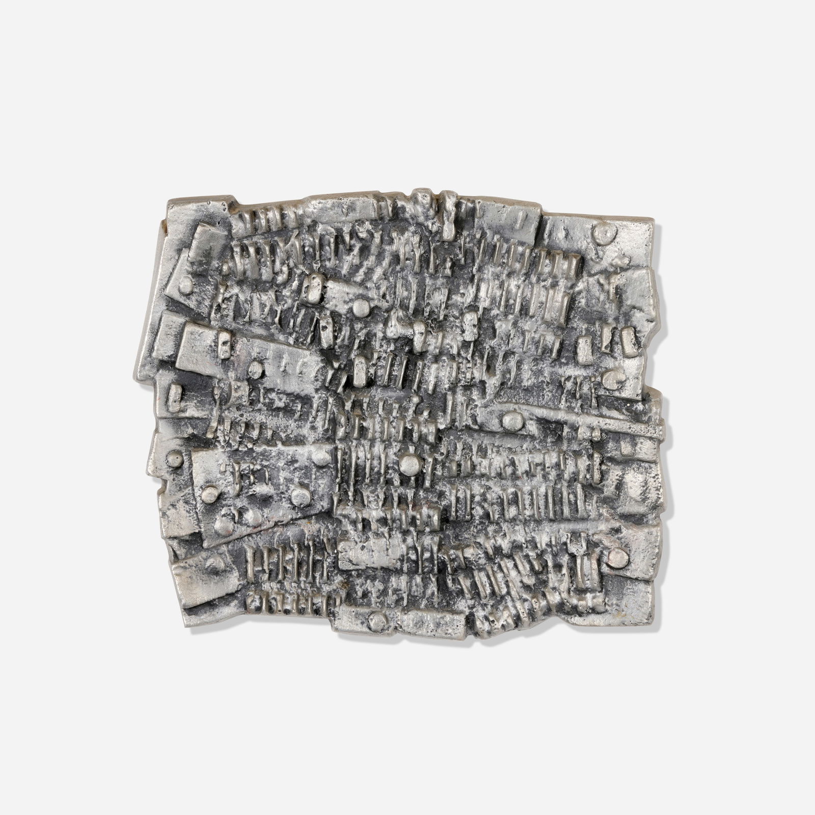 Don Drumm, Untitled (Wall hanging): Don Drumm Untitled (Wall hanging) cast aluminum 11.78 h × 14.25 w × 1.5 d in (30 × 36 × 4 cm) Embossed signature to reverse ‘Drumm’. This w