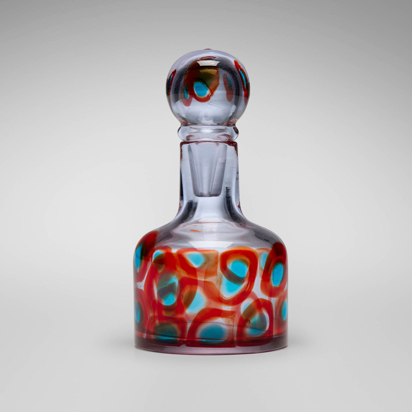 Antonio da Ros, Murrine bottle with stopper: Antonio da Ros Murrine bottle with stopper CenedeseItaly, c. 1963internally decorated glass 5.375 h x 2.75 dia in (14 x 7 cm) Literature: Murano Glas 1945-1970, H