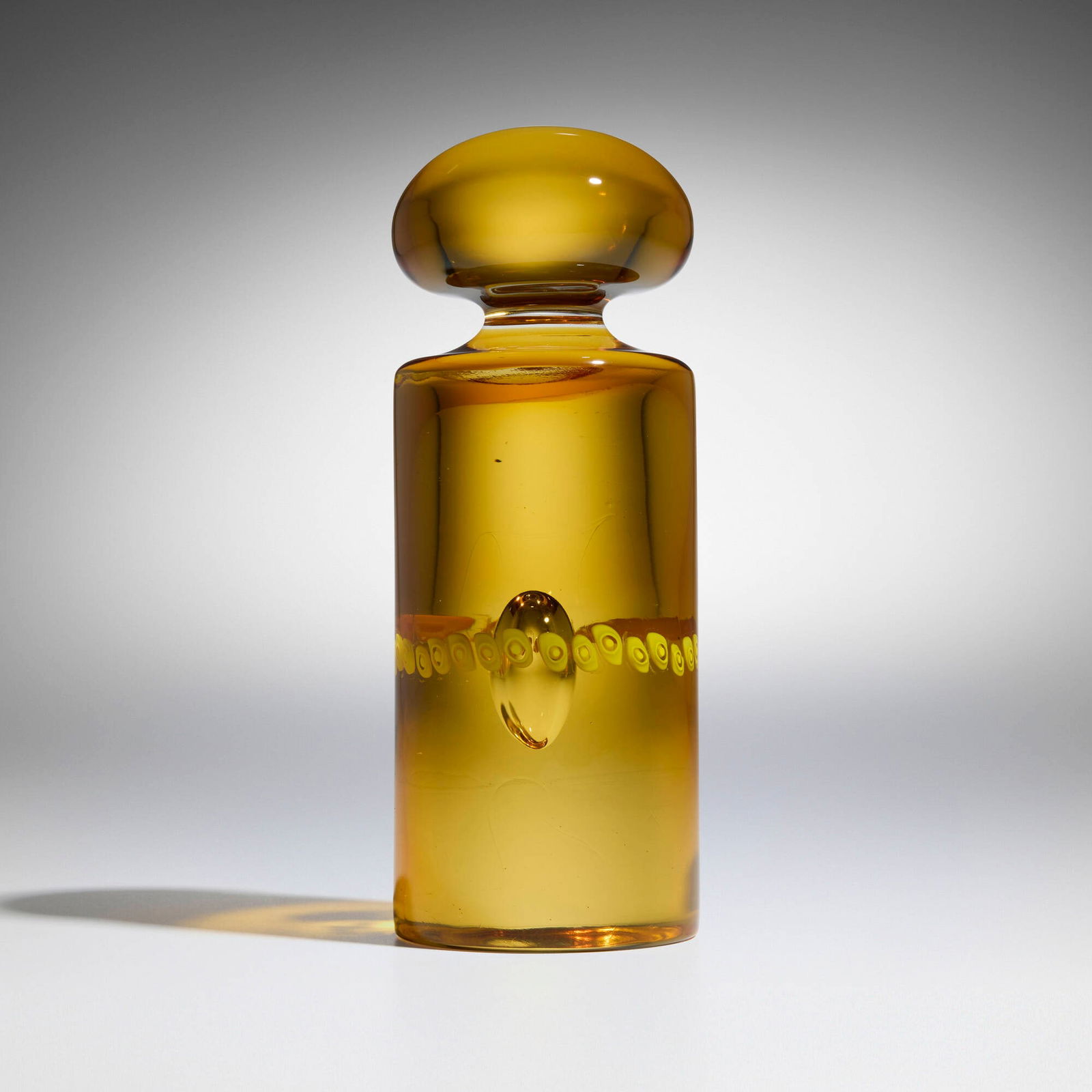 Antonio da Ros, Sculpture: Antonio da Ros Sculpture CenedeseItaly, c. 1960internally decorated glass 7.75 h x 3 dia in (20 x 8 cm) This work will ship from Chicago, Illinois.