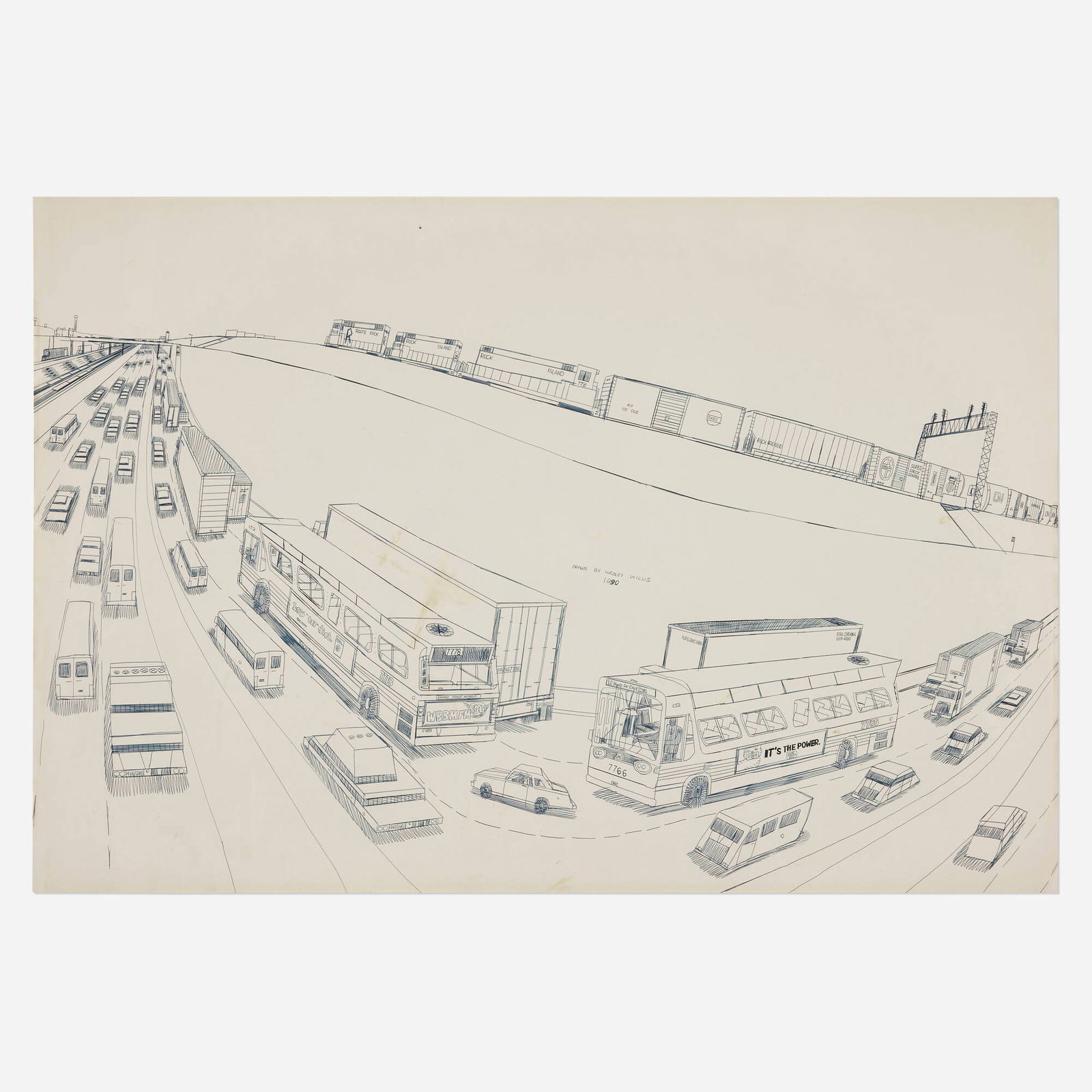 Wesley Willis, Untitled (View from I-94 Chicago) (1 of 4)
