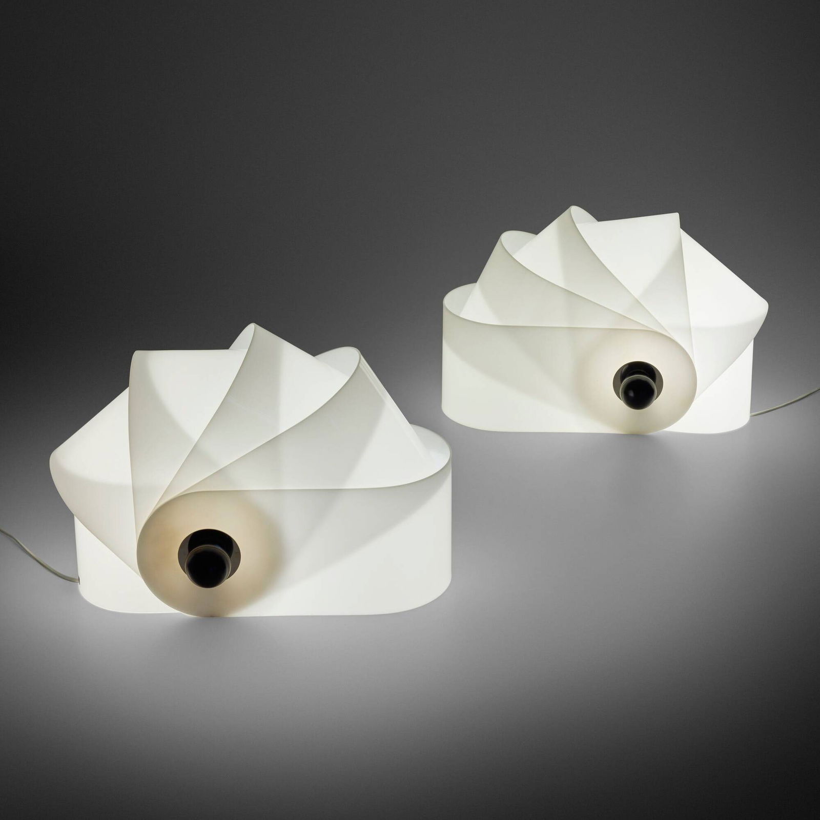 Superstudio, Gherpe table lamps, pair: Superstudio Gherpe table lamps, pair Poltronova/Design CentreItaly, 1967acrylic, plastic, chrome-plated steel 15.000 h x 21.250 w x 11.750 d in (38 x 54 x 30 cm) folded: 7.875 h x 17.000 w x