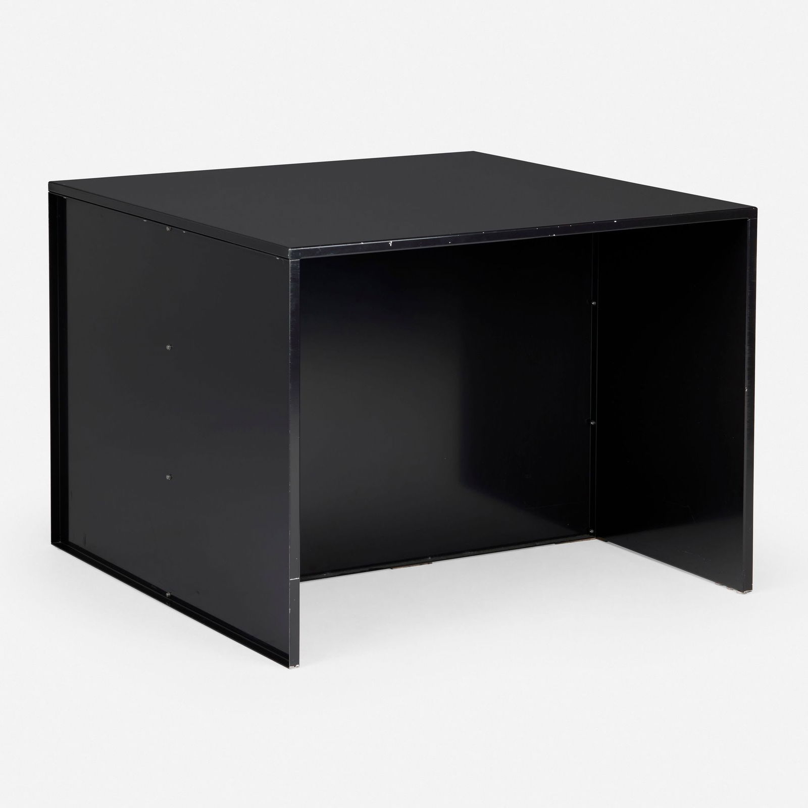 Donald Judd, No. 10 table: Donald Judd No. 10 table LehniUSA / Switzerland, 1984 / 2007painted aluminum 30.000 h x 39.250 w x 39.250 d in (76 x 100 x 100 cm) Impressed manufacturer's mark to underside 'Donald Judd