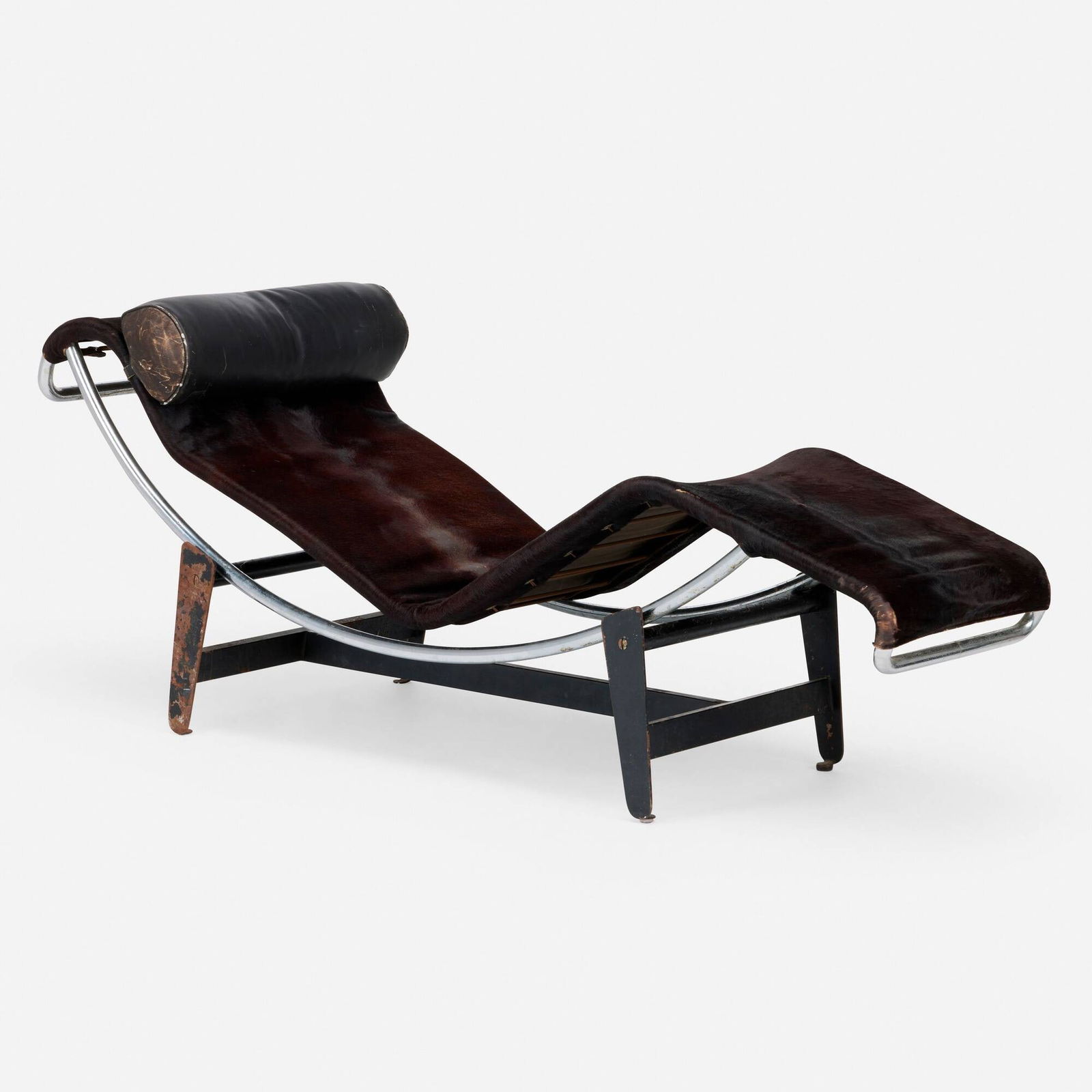Charlotte Perriand, Pierre Jeanneret and Le Corbusier, LC4 chaise lounge, model B306: Charlotte Perriand, Pierre Jeanneret and Le Corbusier LC4 chaise lounge, model B306 Wohnbedarf AGFrance / Switzerland, 1928 / c. 1950chrome-plated and enameled steel, cowhide, leather 25.500 h