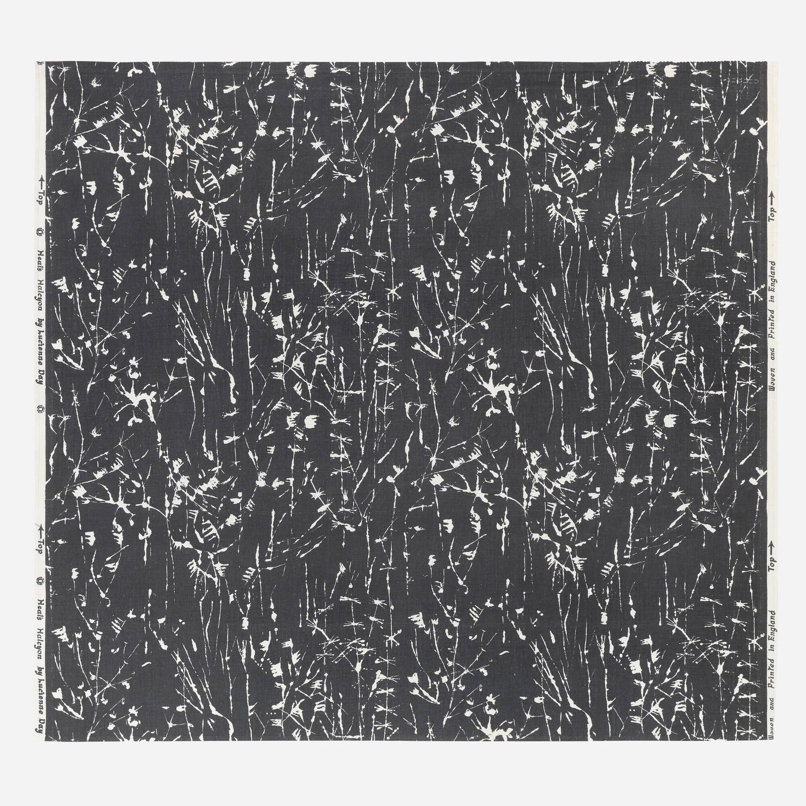 Lucienne Day, Halcyon: Lucienne Day Halcyon Heal's FabricsUnited Kingdom, 1960screen-printed cotton 47.5 w x 45 l in (121 x 114 cm) Printed manufacturer's mark to edges 'Heal's Halcyon by Lucienne Day Woven an