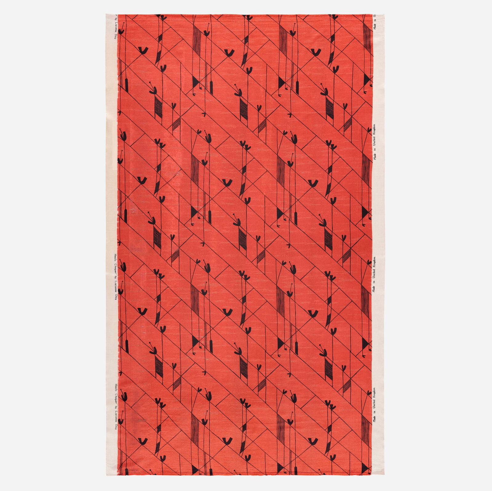 Lucienne Day, Chequers: Lucienne Day Chequers Heal's FabricsUnited Kingdom, 1952screen-printed cotton satin 44.5 w x 82 l in (113 x 208 cm) Printed manufacturer's mark to edges 'Heal's "Chequer" by Lucienne Day