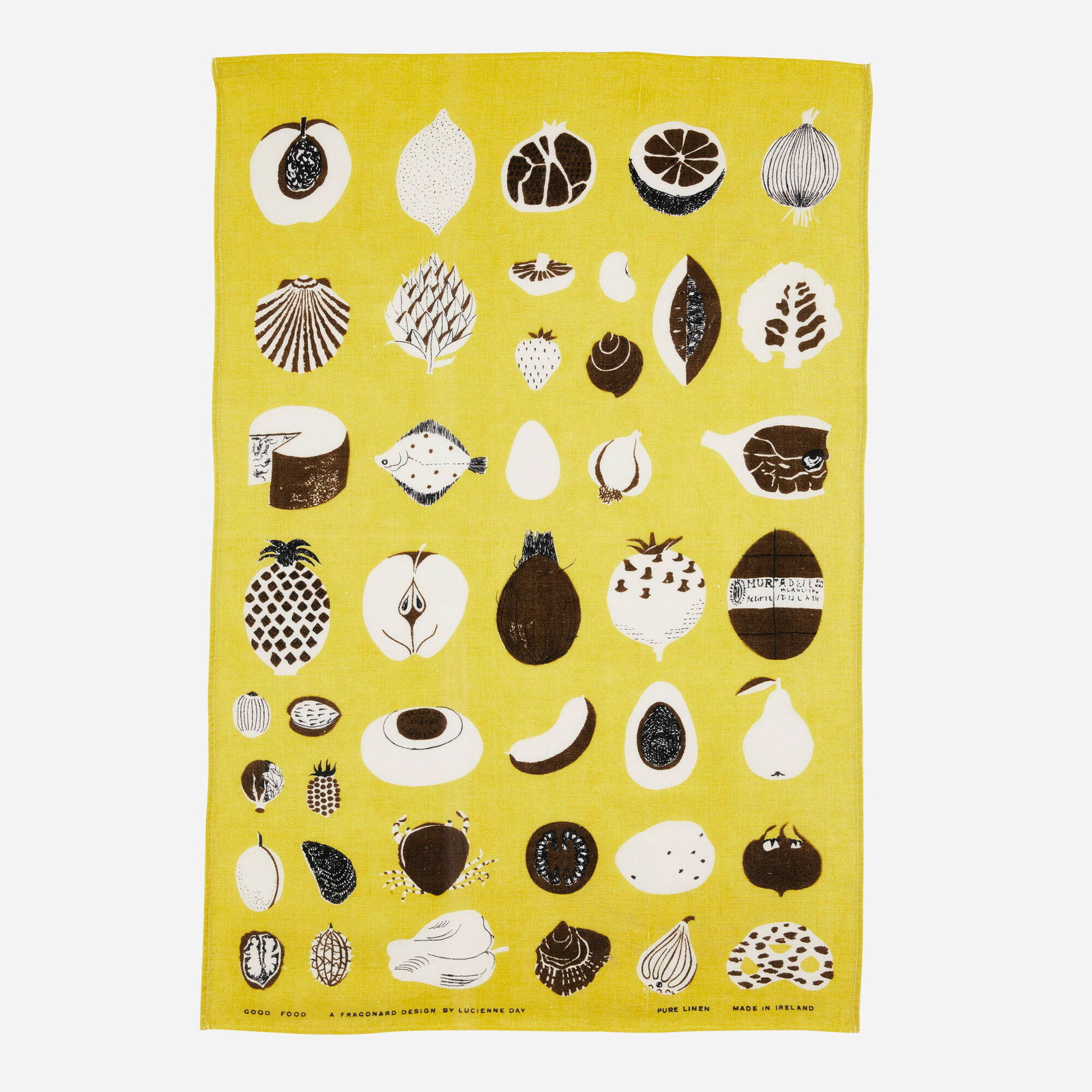 Lucienne Day, Good Food tea towel: Lucienne Day Good Food tea towel Thomas Somerset & Co.United Kingdom / Ireland, 1959screen-printed linen 30.5 h x 20.25 w in (77 x 51 cm) Printed manufacturer's mark to lower edge 'Good