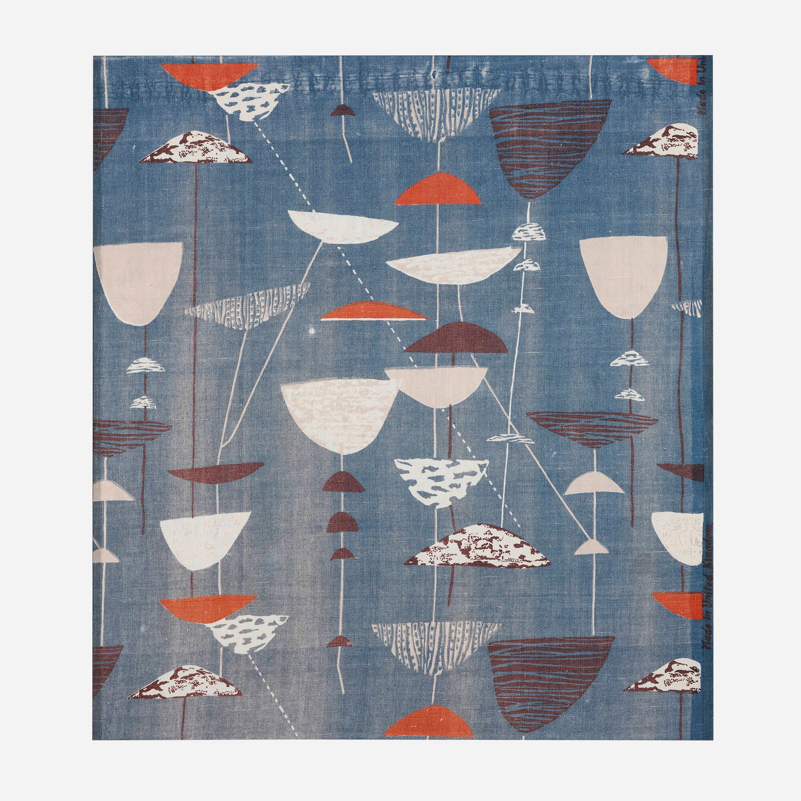 Lucienne Day, Calyx: Lucienne Day Calyx Heal's FabricsUnited Kingdom, 1951screen-printed linen sight: 32.5 h x 29.5 w in (83 x 75 cm) Printed manufacturer's mark to right edge 'Made in United Kingdom'. Sold