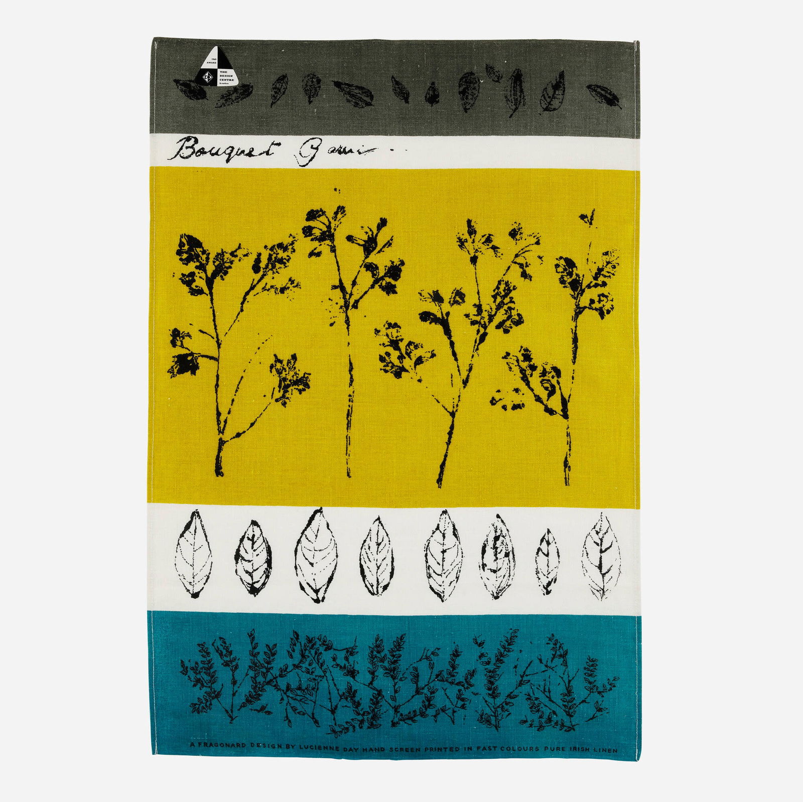Lucienne Day, Bouquet Garni tea towel: Lucienne Day Bouquet Garni tea towel Thomas Somerset & Co.United Kingdom / Ireland, 1959 / c. 1960screen-printed linen 30.5 h x 21 w in (77 x 53 cm) Lucienne Day won her second Design Ce